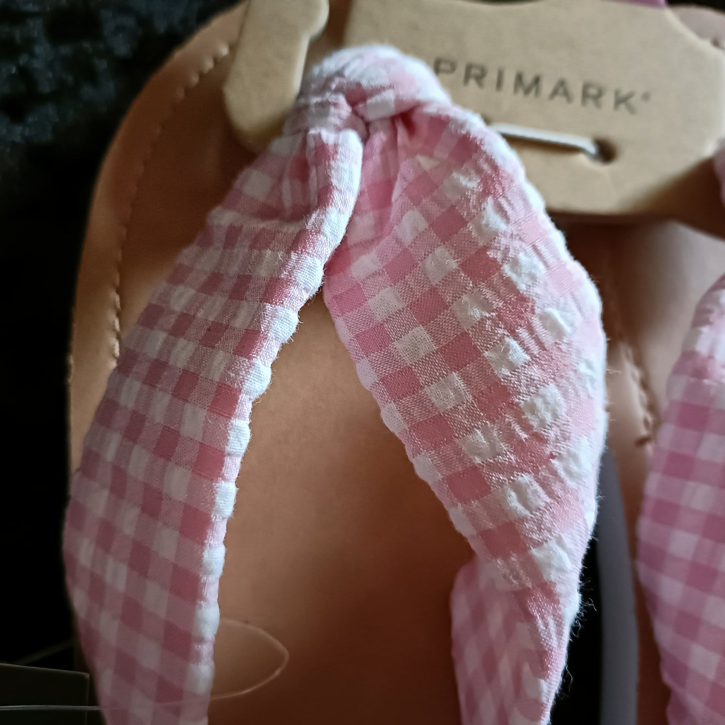 Pink Gingham Flip Flops