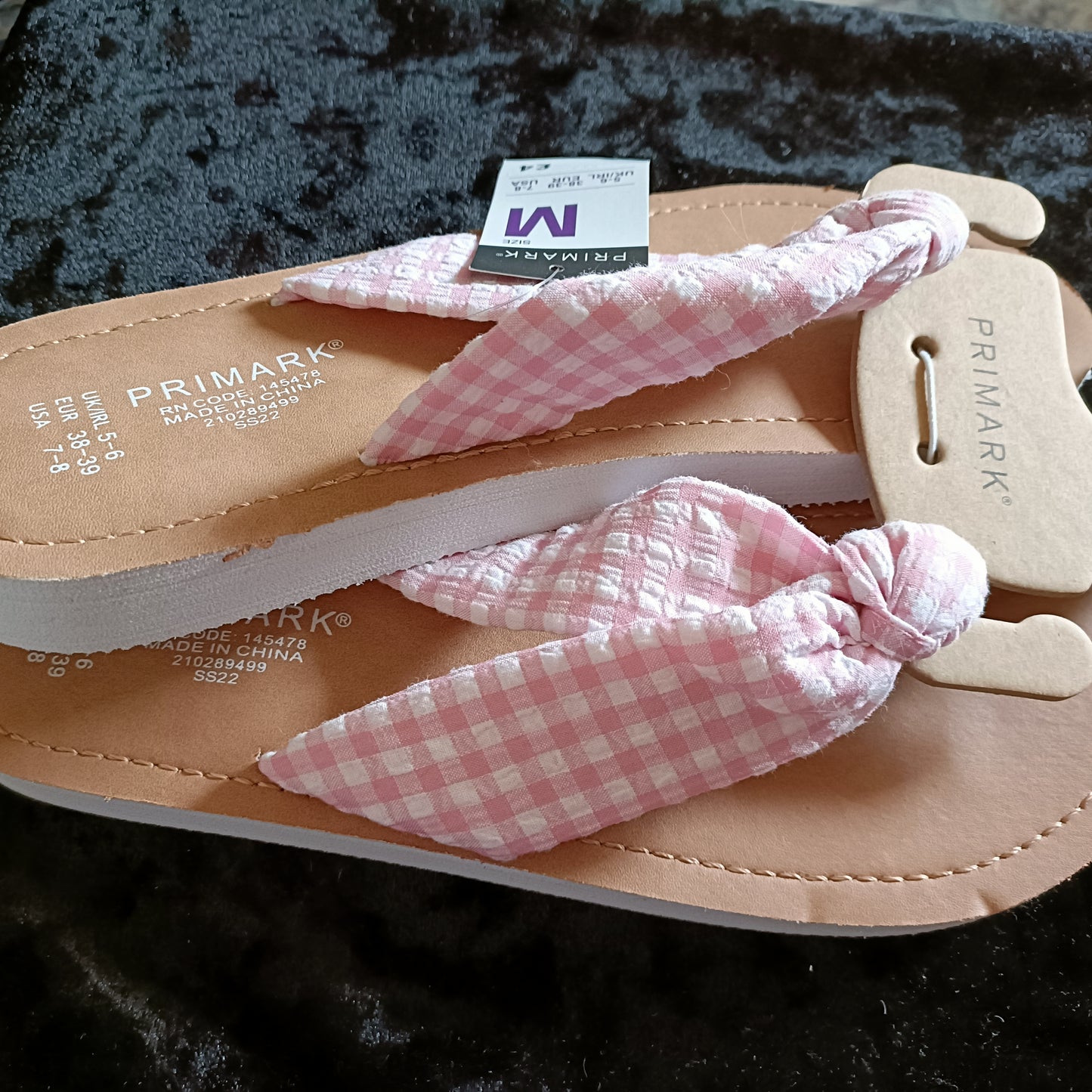 Pink Gingham Flip Flops