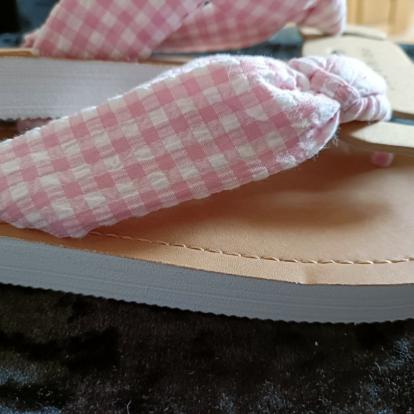 Pink Gingham Flip Flops