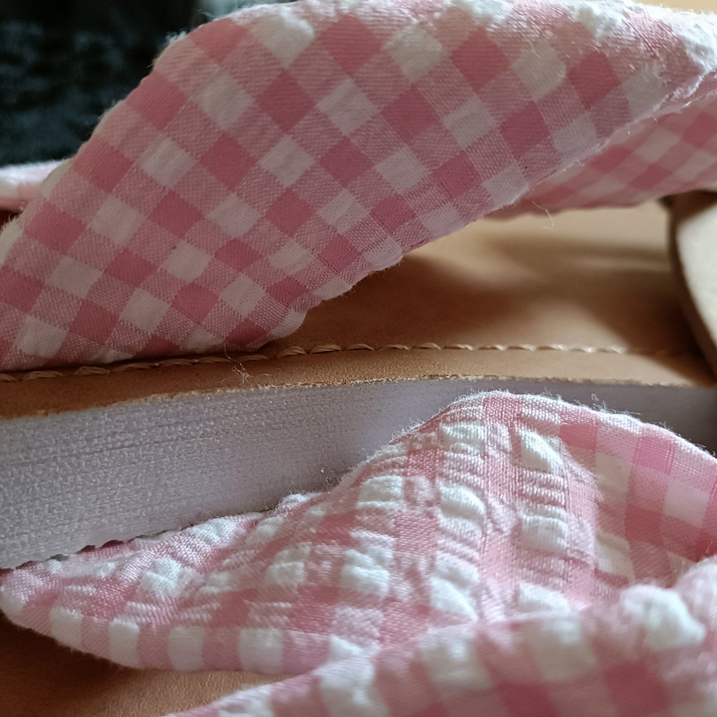 Pink Gingham Flip Flops