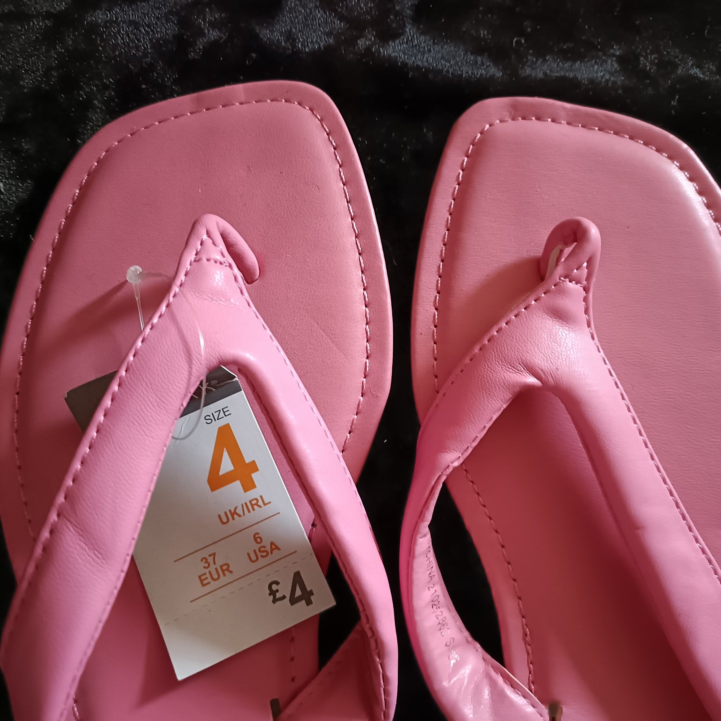 Pink Cushioned Strap Flip Flops with Square Front