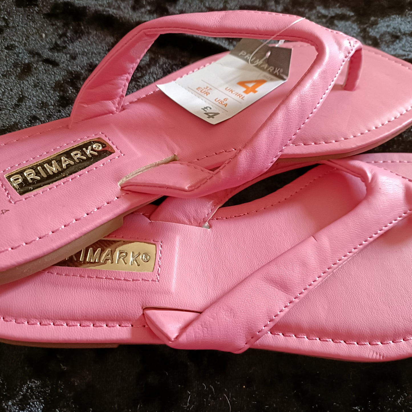 Pink Cushioned Strap Flip Flops with Square Front