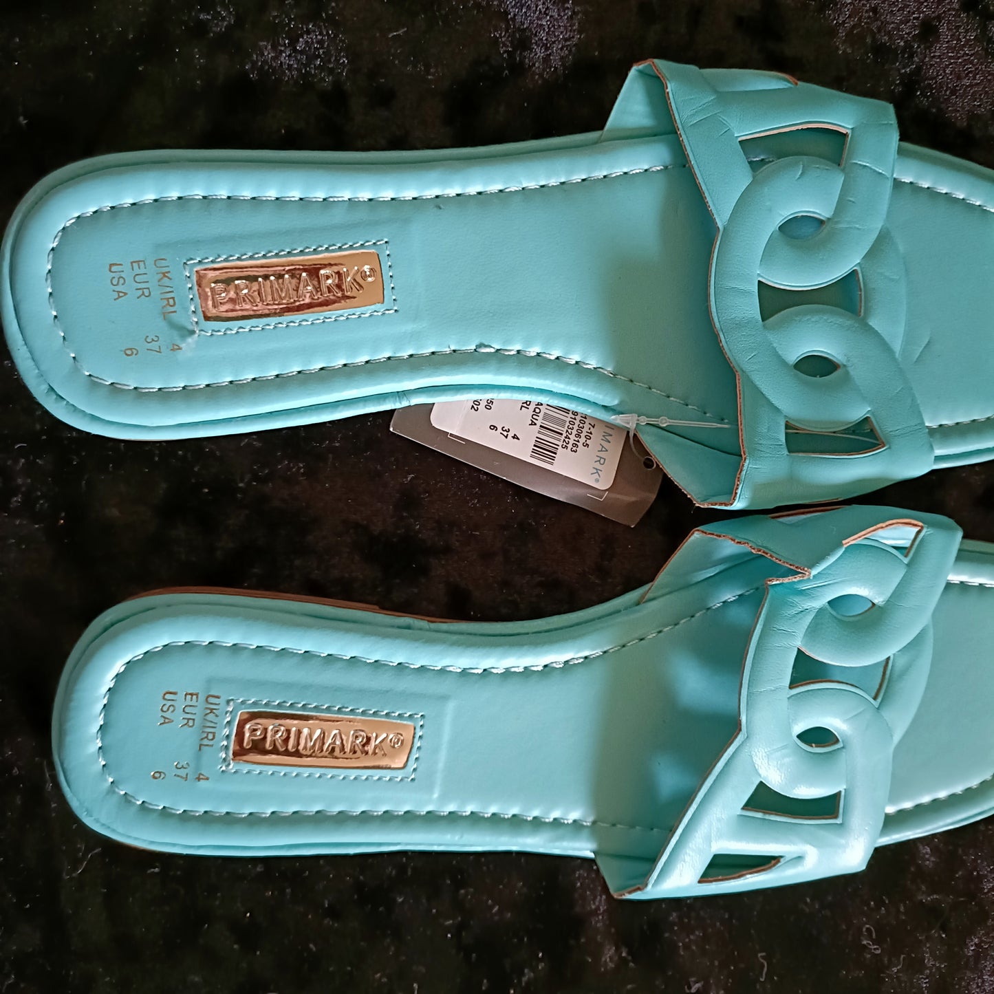 Mint Green Square Toe Slip On Sandals