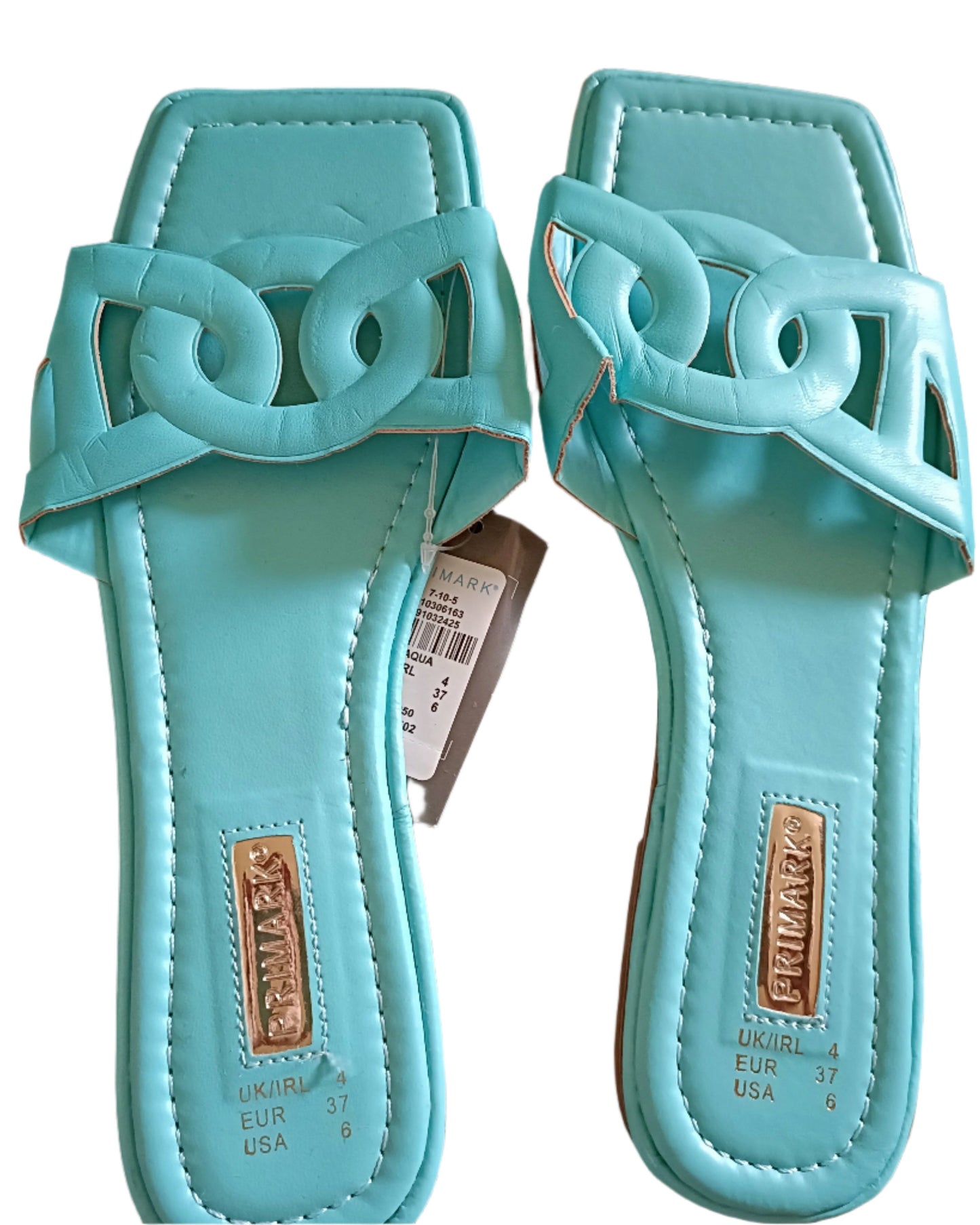 Mint Green Square Toe Slip On Sandals