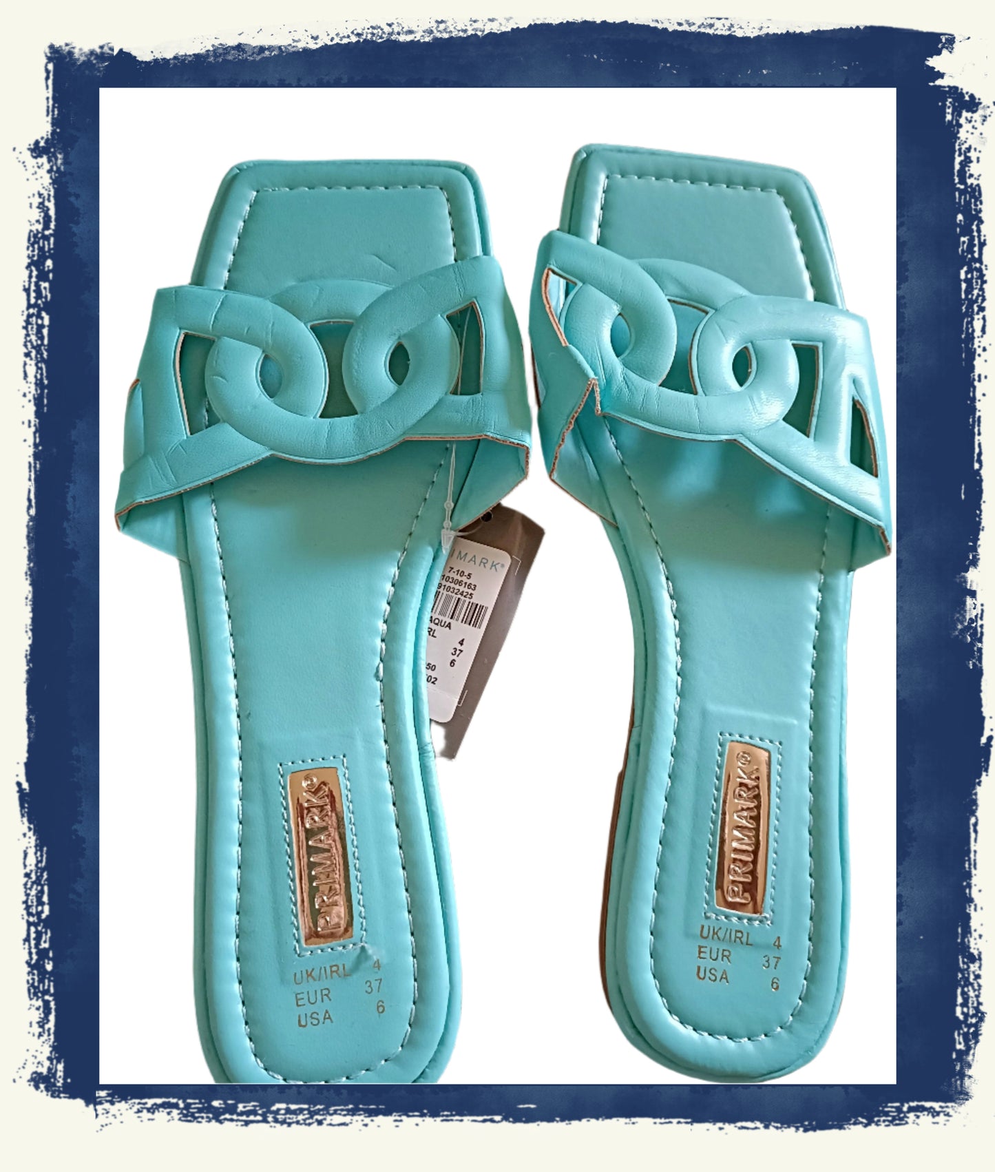 Mint Green Square Toe Slip On Sandals