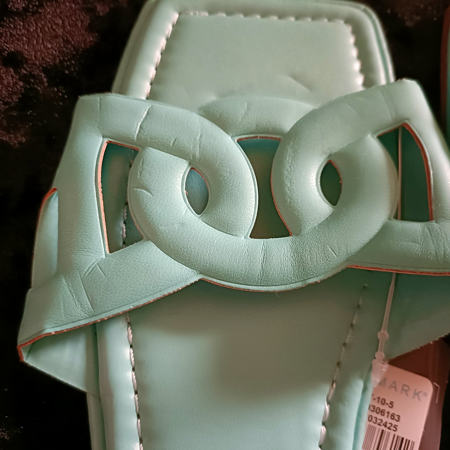 Mint Green Square Toe Slip On Sandals