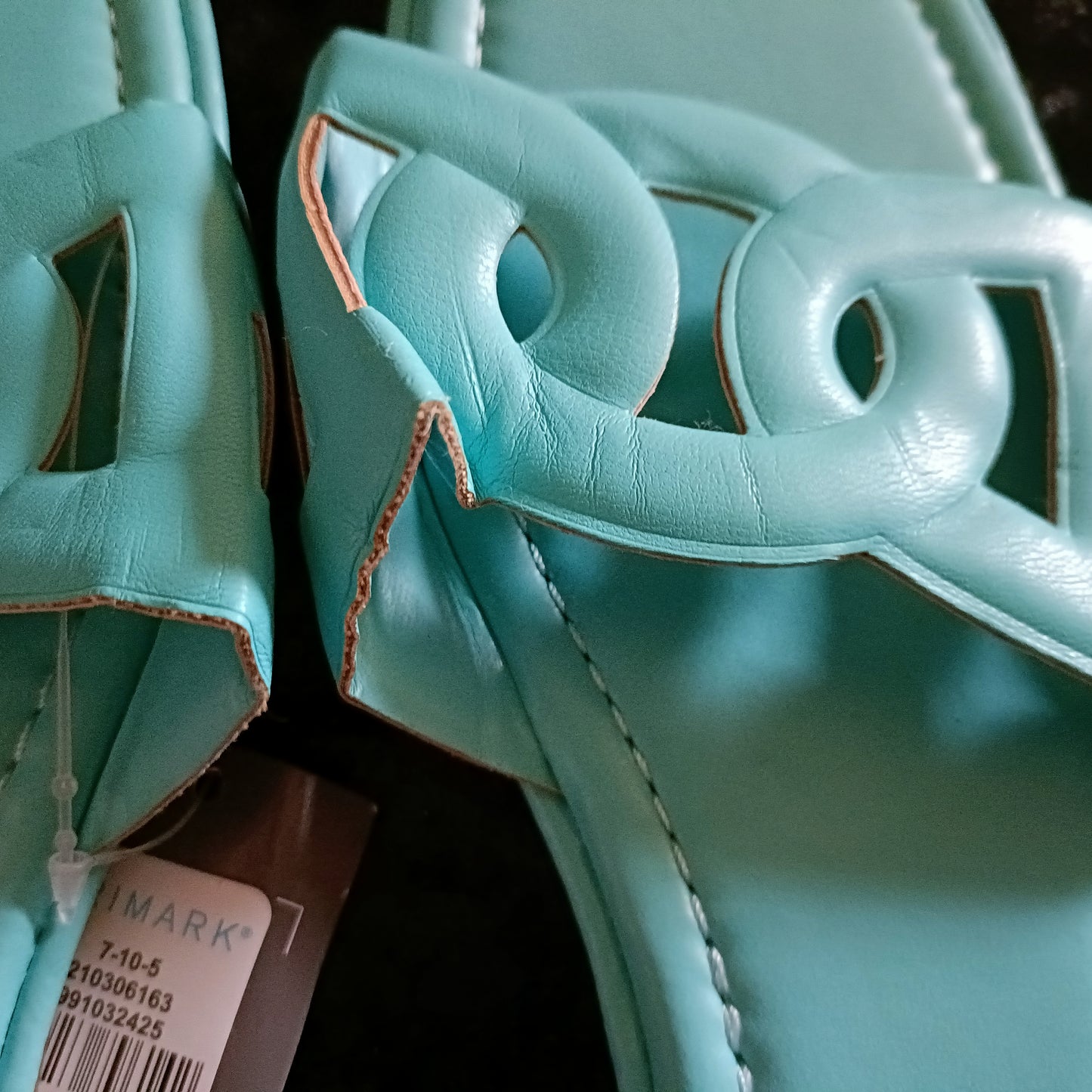 Mint Green Square Toe Slip On Sandals