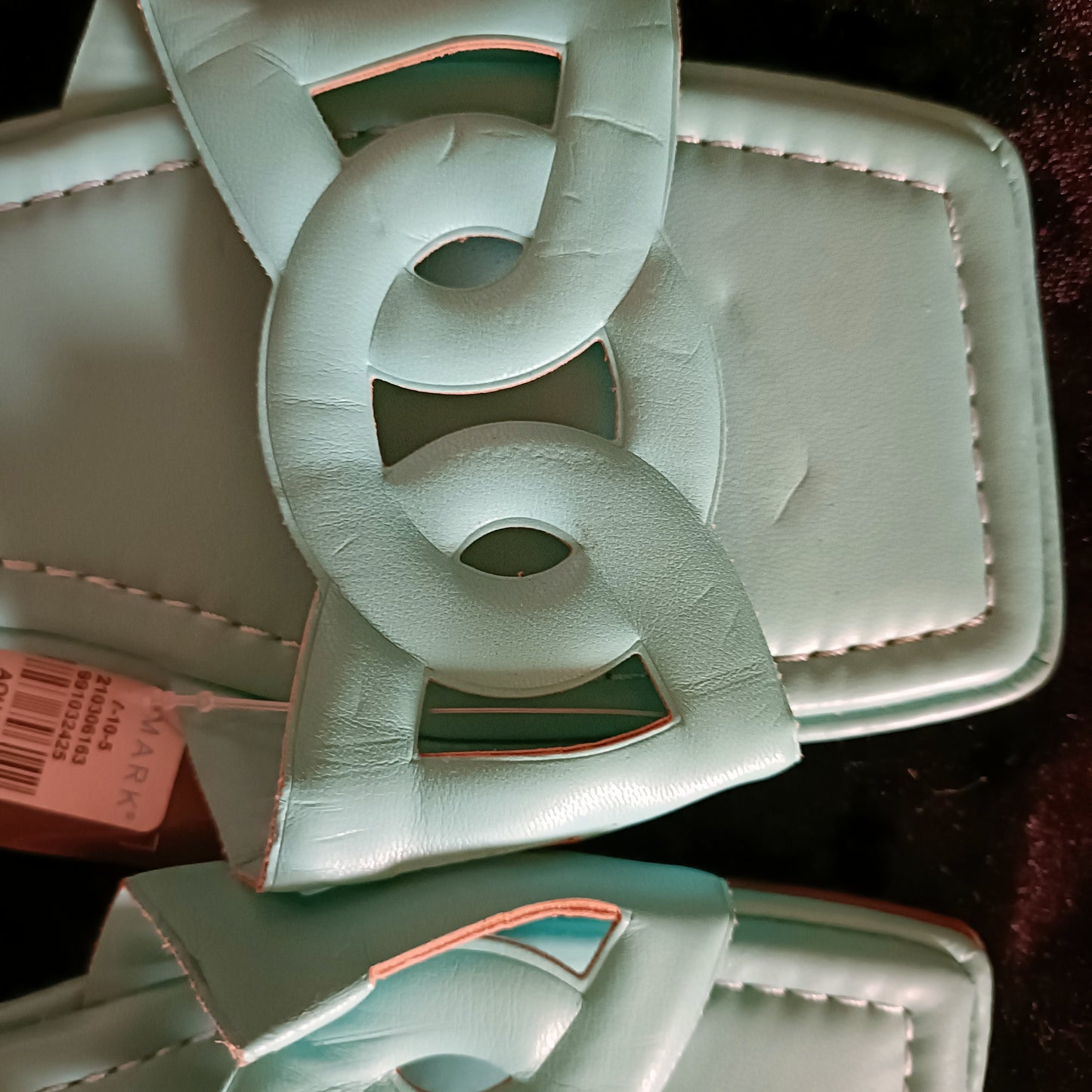 Mint Green Square Toe Slip On Sandals