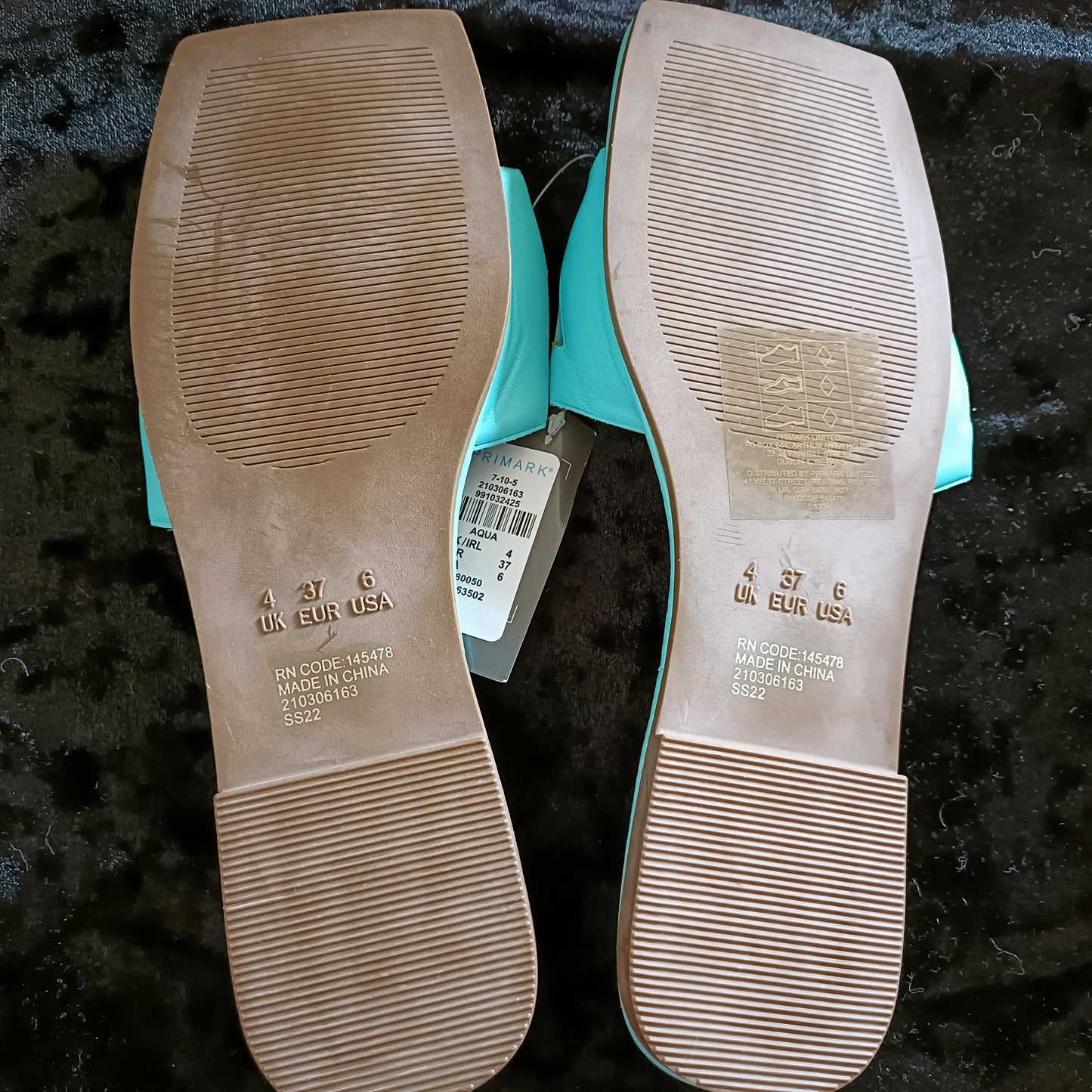 Mint Green Square Toe Slip On Sandals