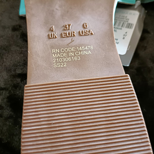 Mint Green Square Toe Slip On Sandals