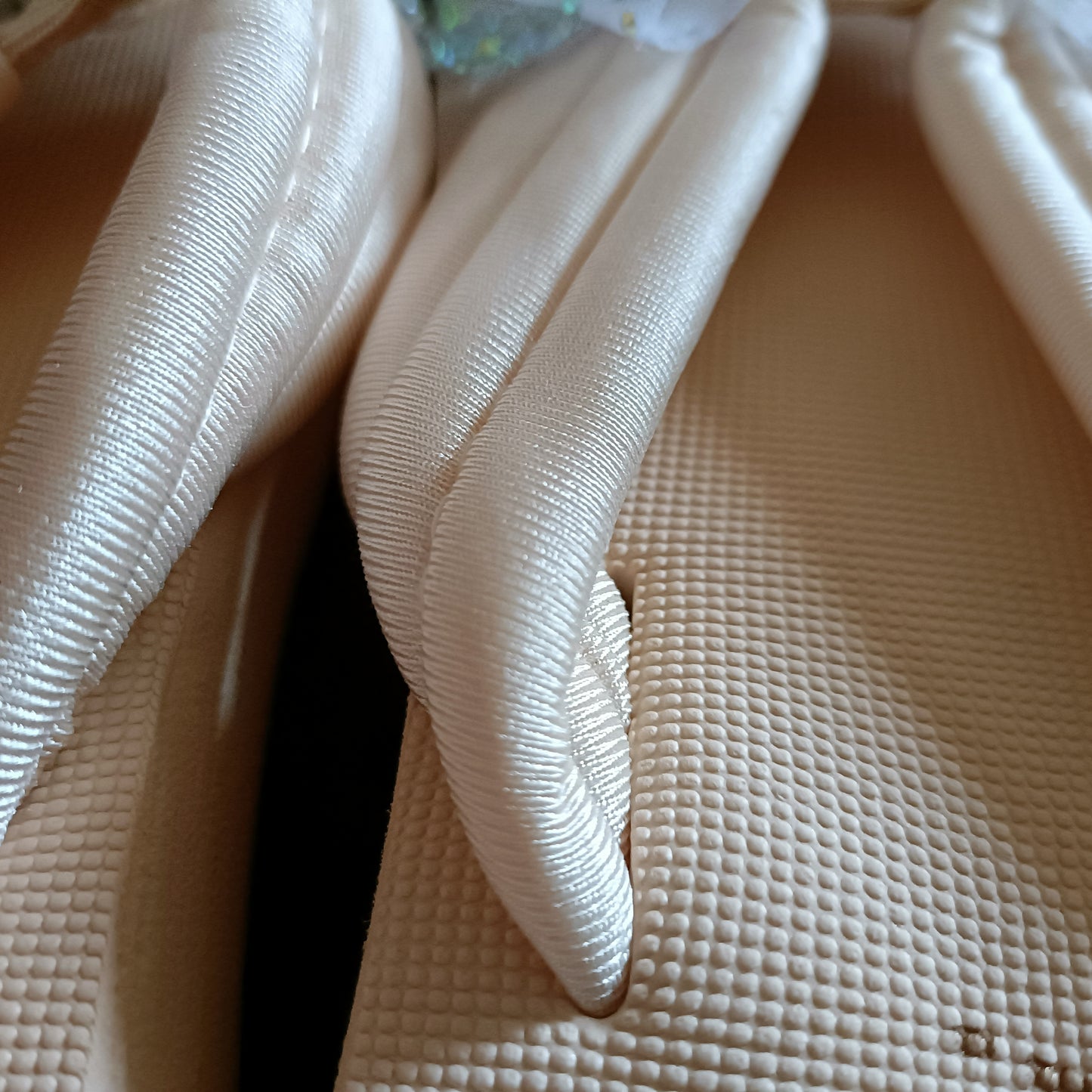 Cream Chunky Flip Flops with Bow Detail and Chunky Cushioned Strap