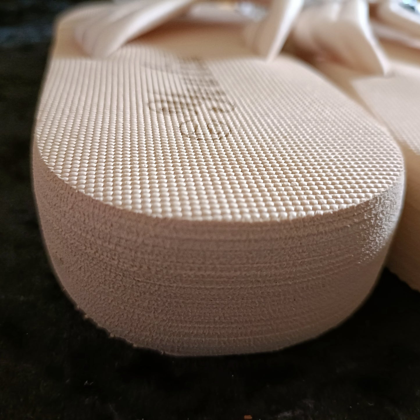 Cream Chunky Flip Flops with Bow Detail and Chunky Cushioned Strap