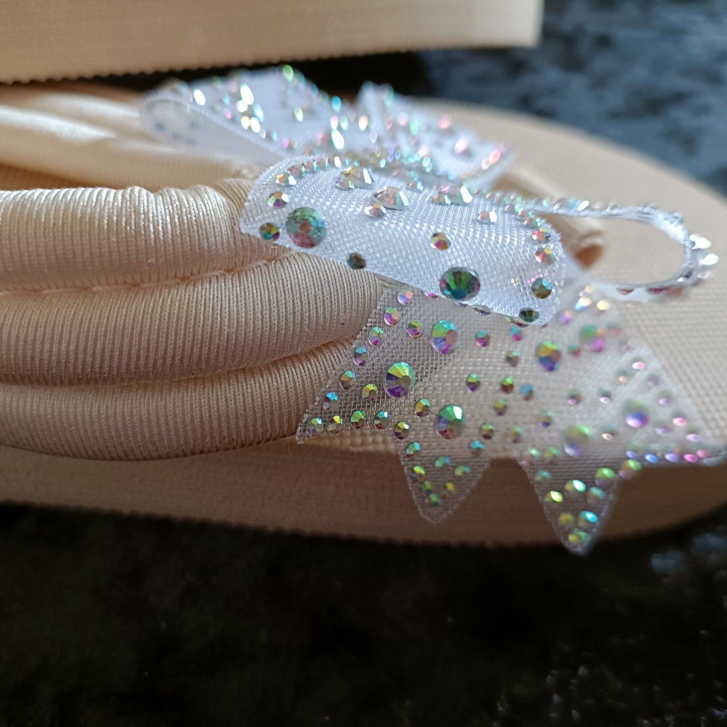 Cream Chunky Flip Flops with Bow Detail and Chunky Cushioned Strap