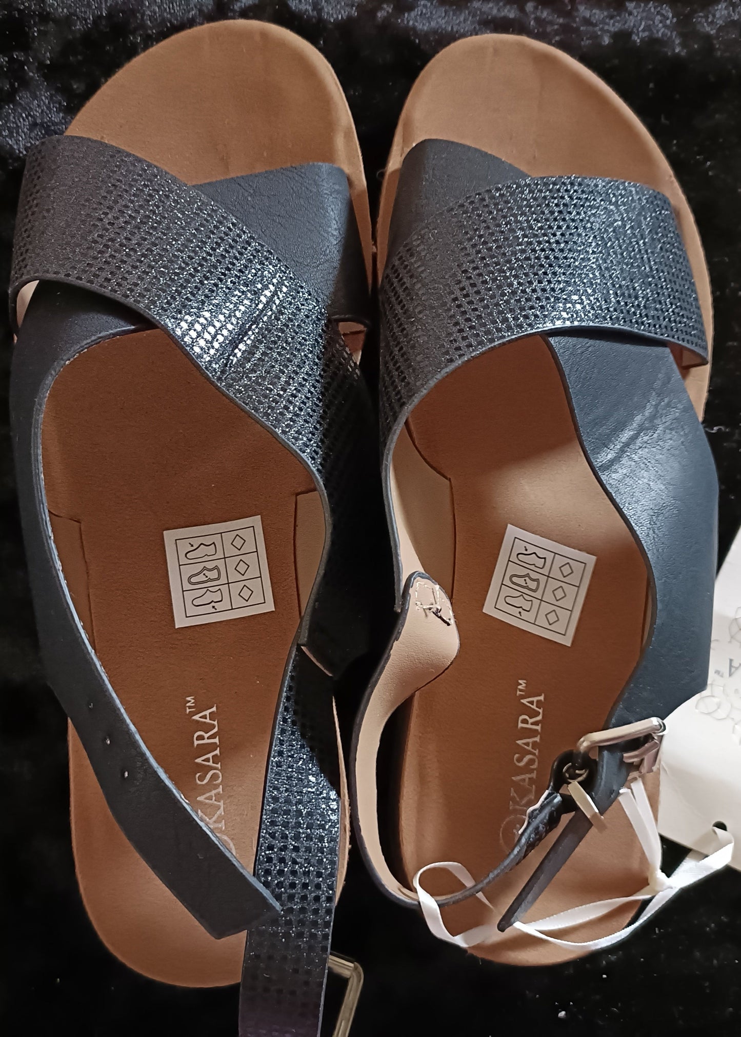 Black Criss Cross Slingback Sandals