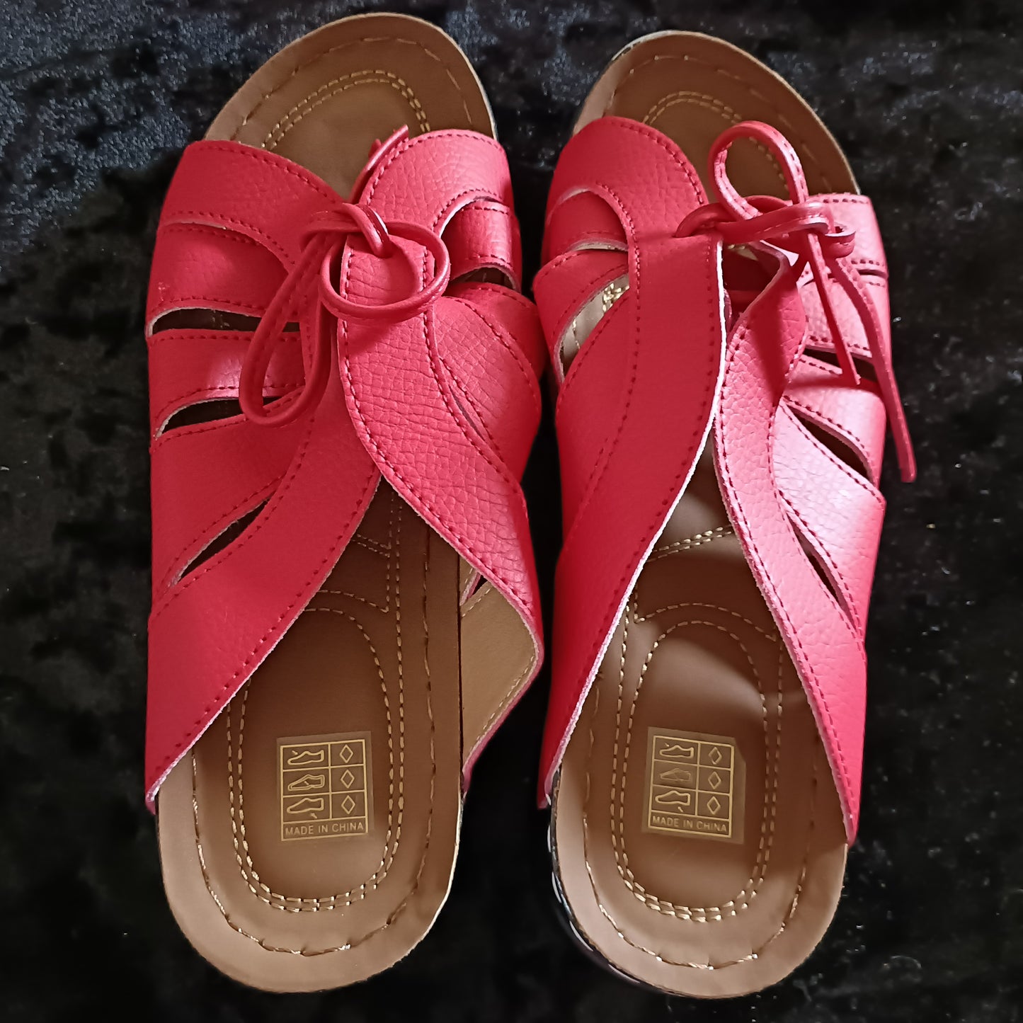 Red Slip On Sandals