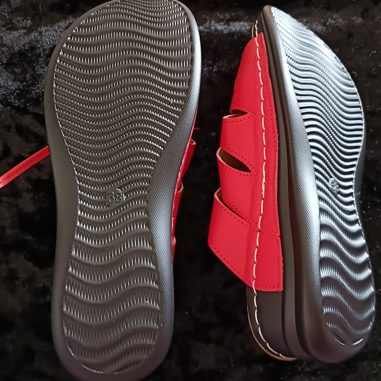 Red Slip On Sandals