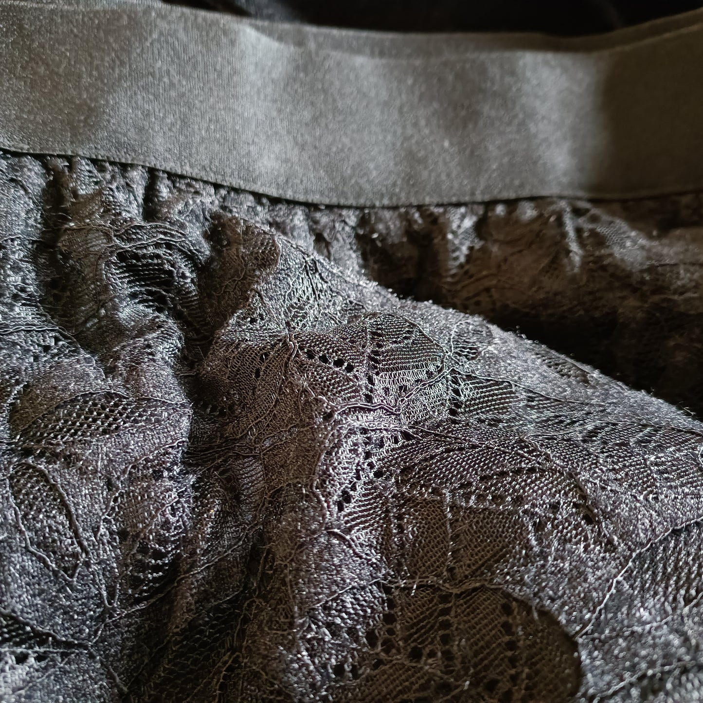 Black Lace Skirt with Button Detail