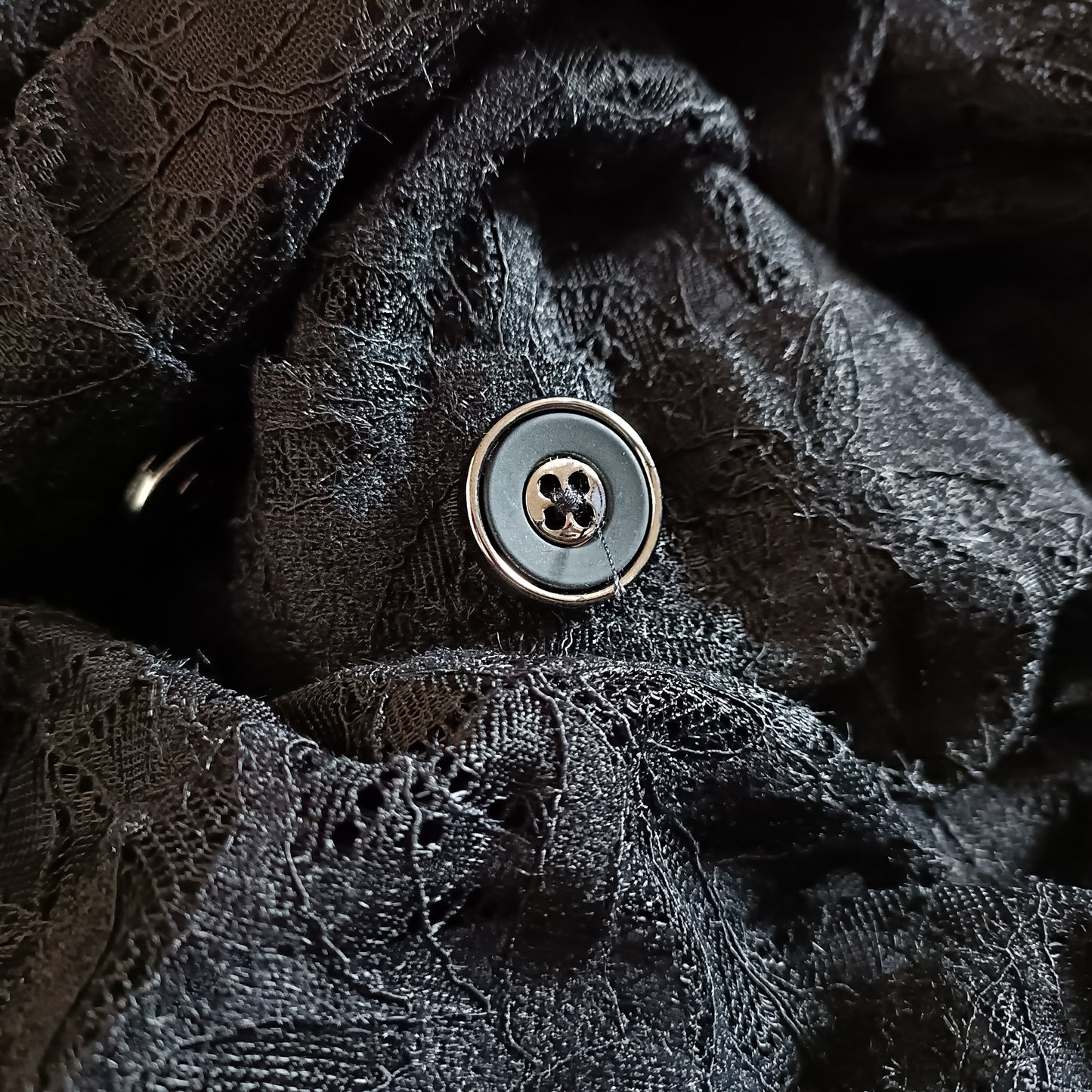 Black Lace Skirt with Button Detail