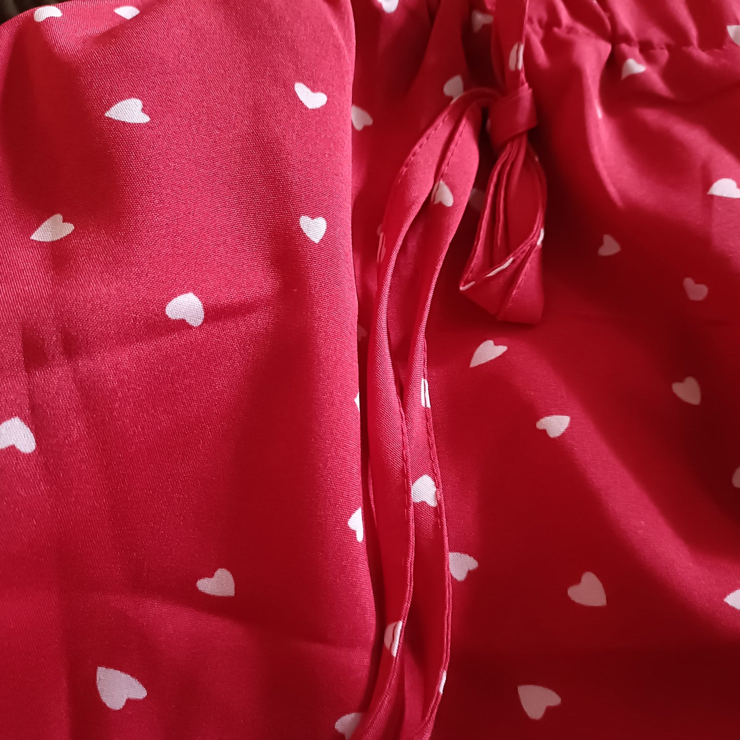 Red Heart Print Skirt with Elasticated Waist and Tie Front