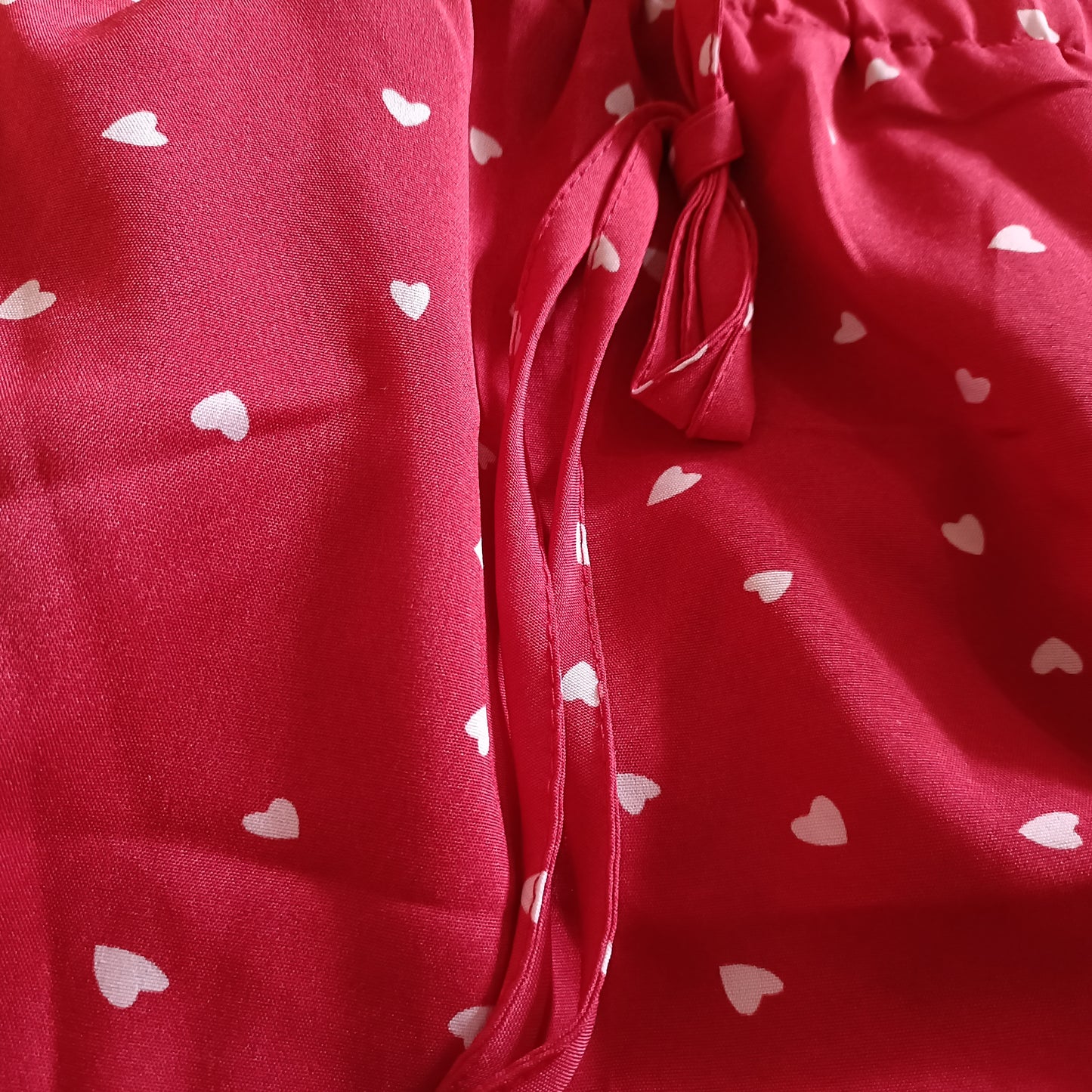 Red Heart Print Skirt with Elasticated Waist and Tie Front