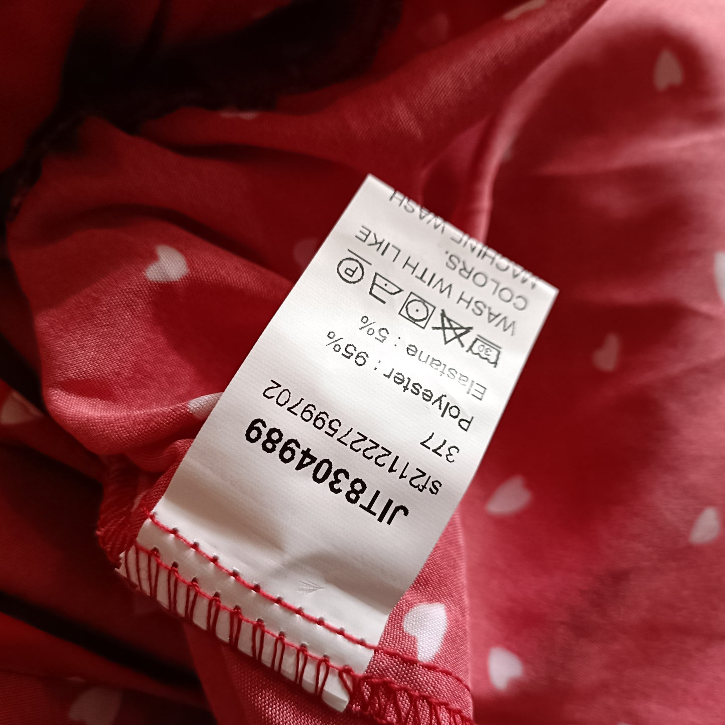 Red Heart Print Skirt with Elasticated Waist and Tie Front