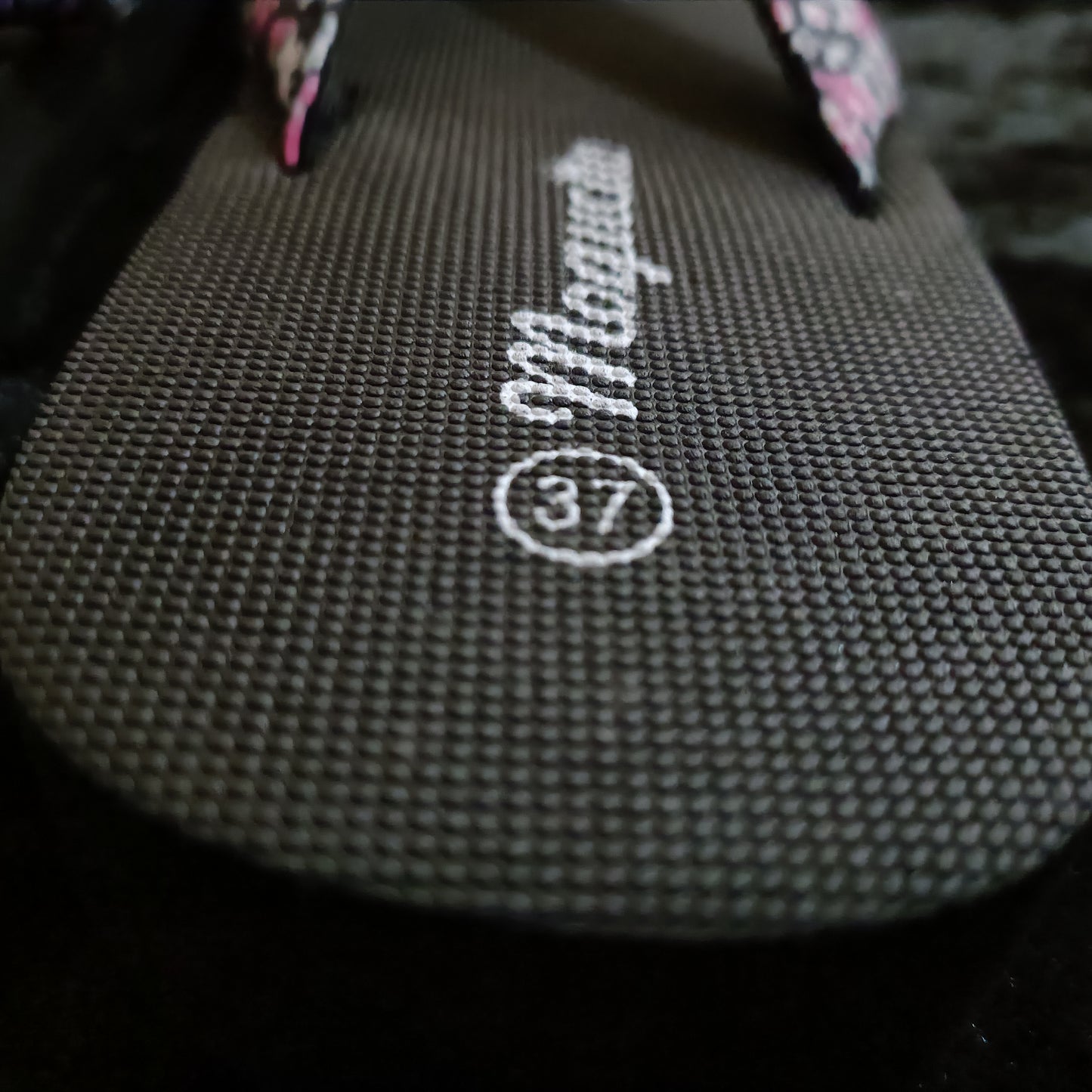 Black Wedge Flip Flops with Floral Strap