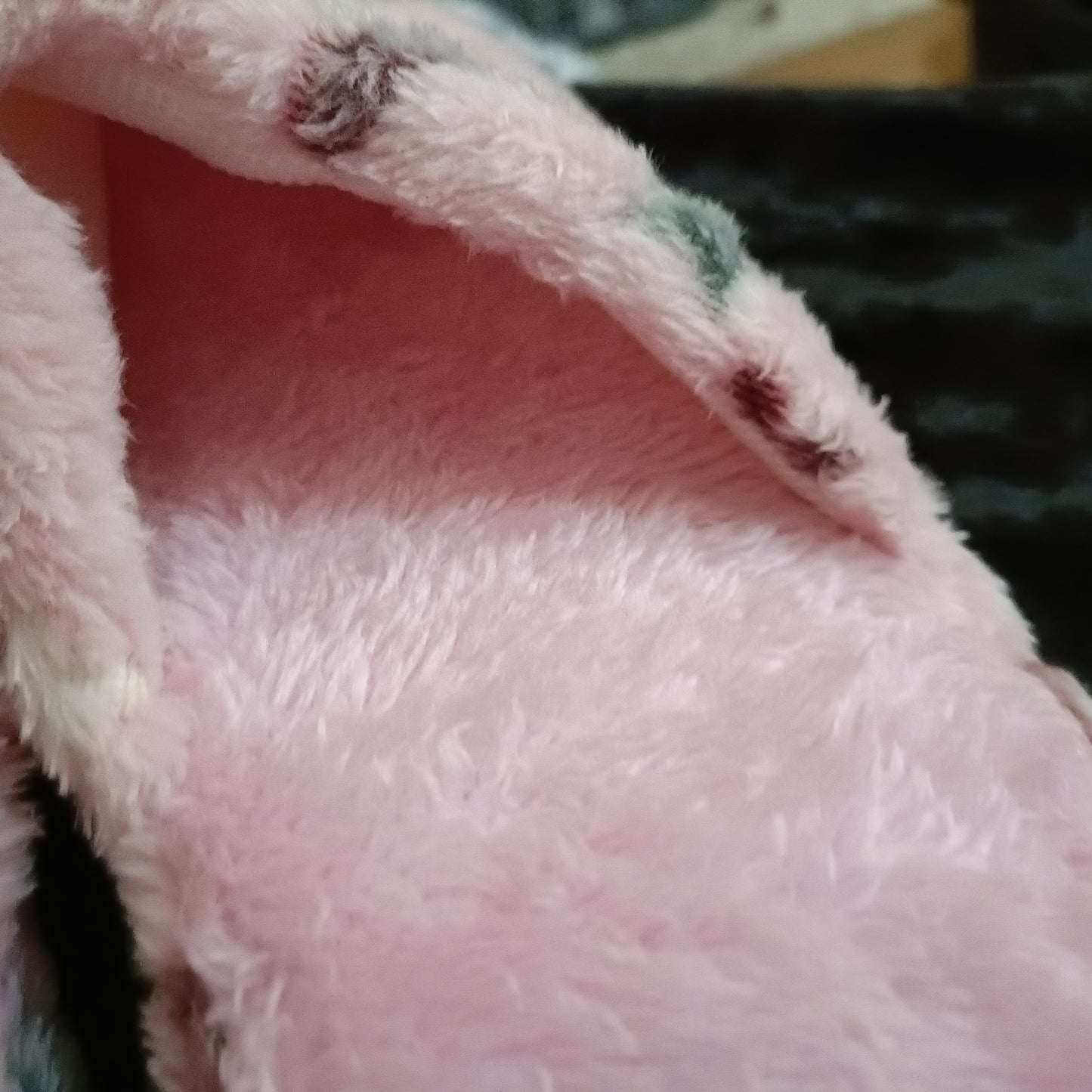 Pink Fluffy Slippers with Grey Star Accents