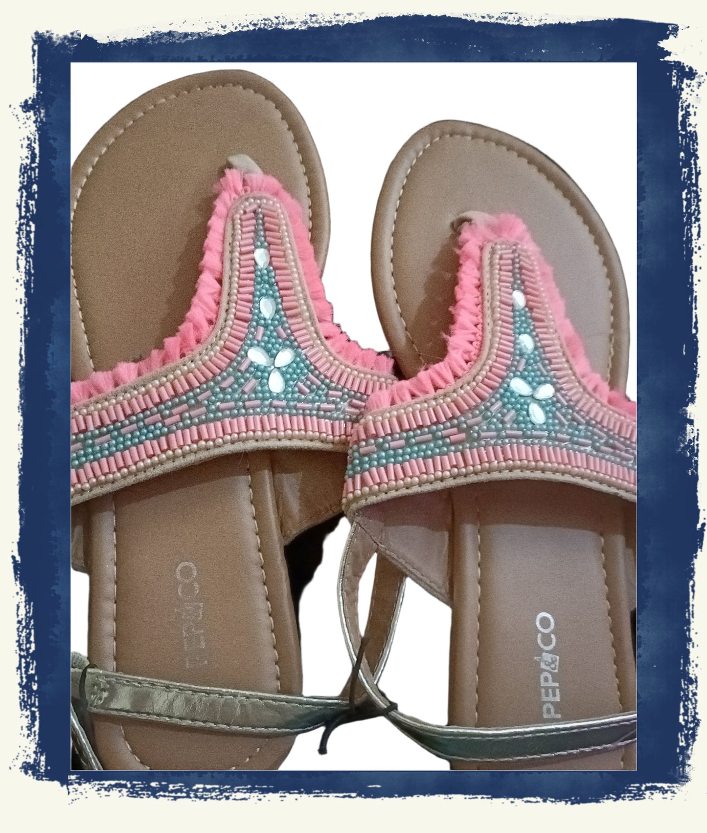 Beaded T Bar Sandals