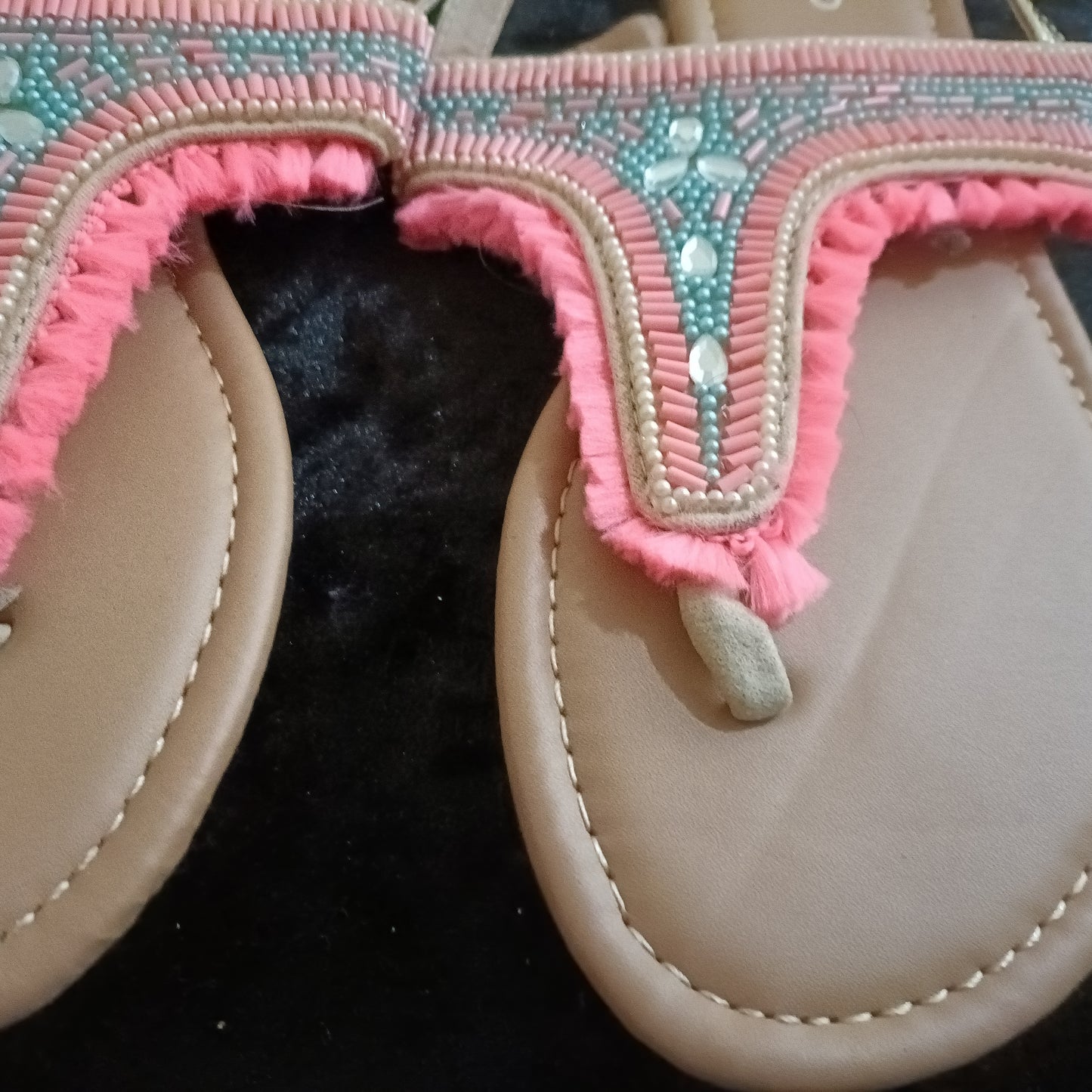 Beaded T Bar Sandals