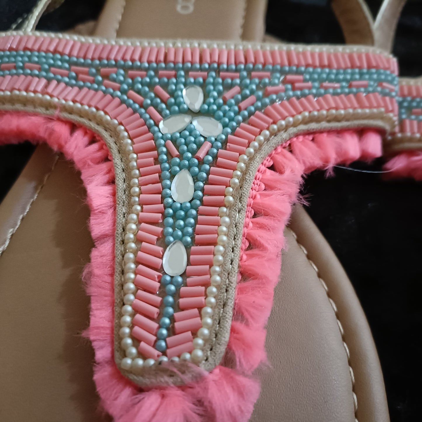 Beaded T Bar Sandals
