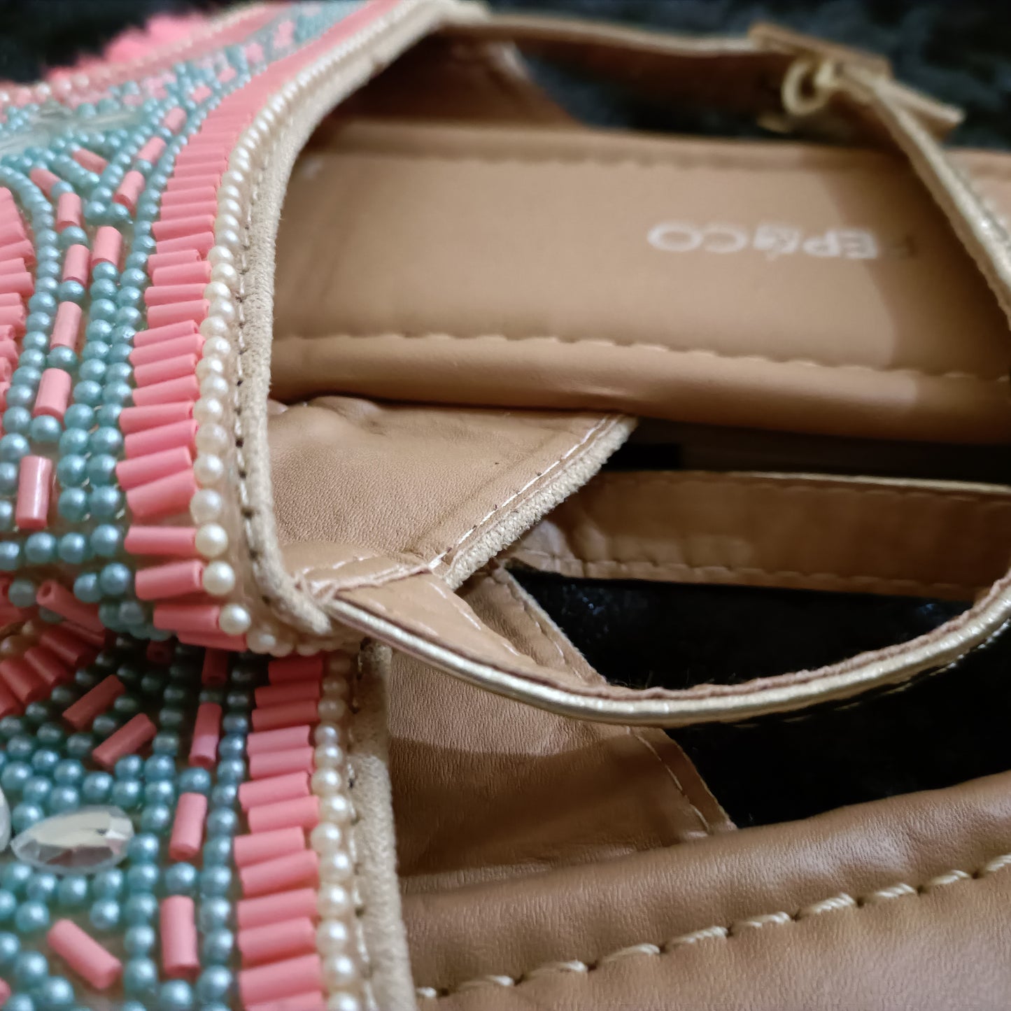 Beaded T Bar Sandals