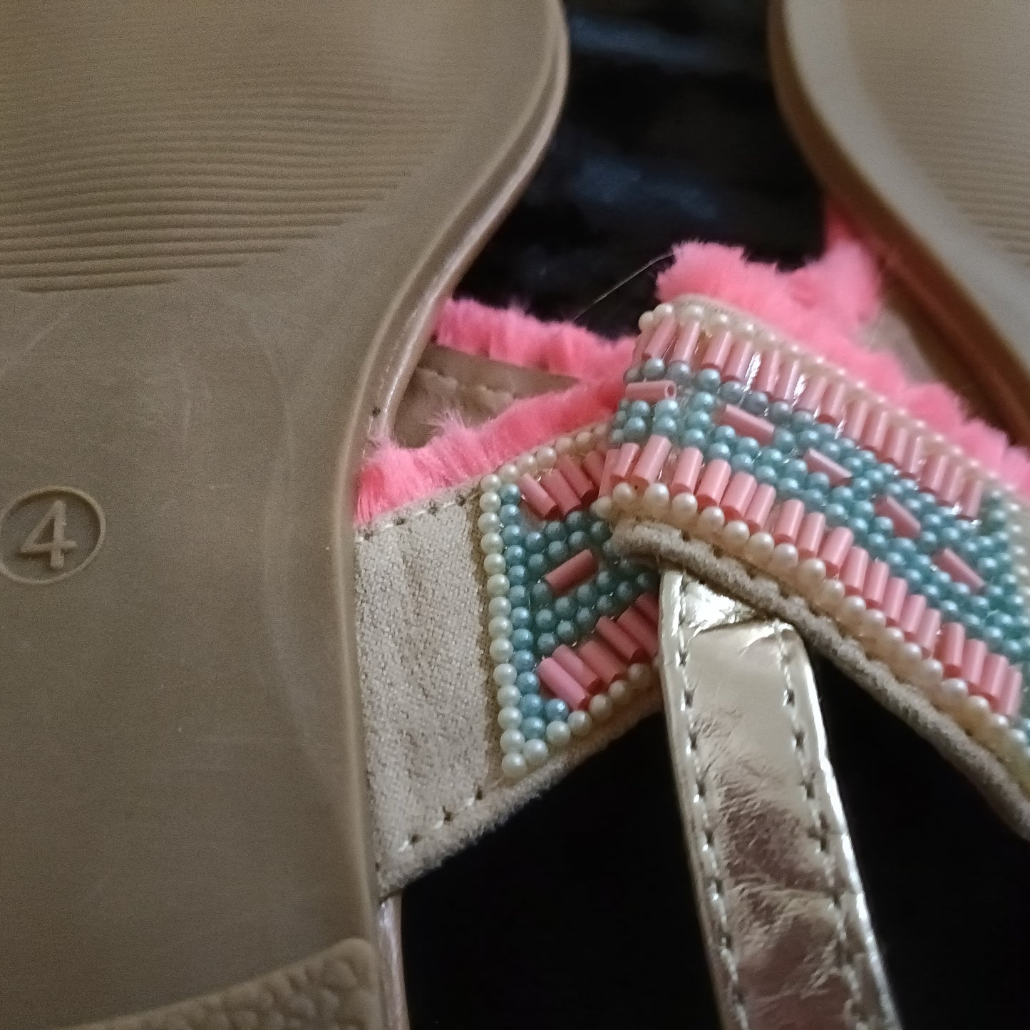 Beaded T Bar Sandals