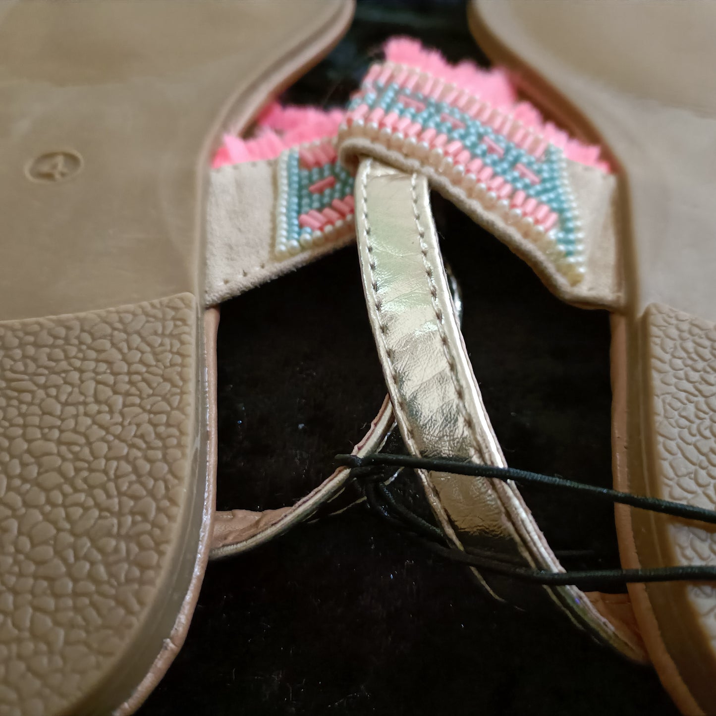 Beaded T Bar Sandals