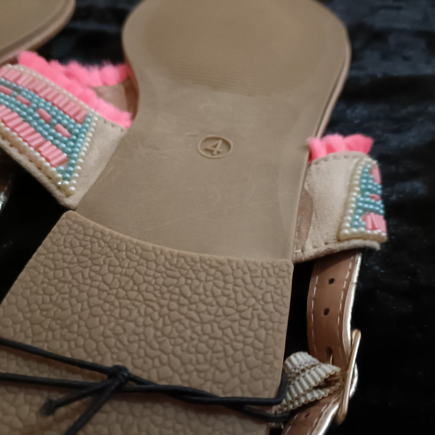 Beaded T Bar Sandals