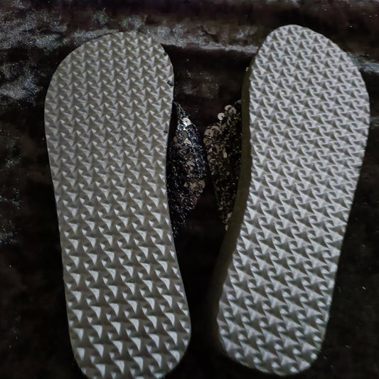 Black Sequin Wedge Flip Flops