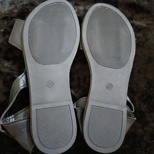 Black Flat T Bar Sandals