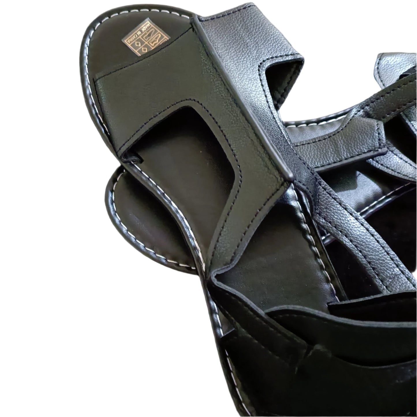 Black Flat T Bar Sandals