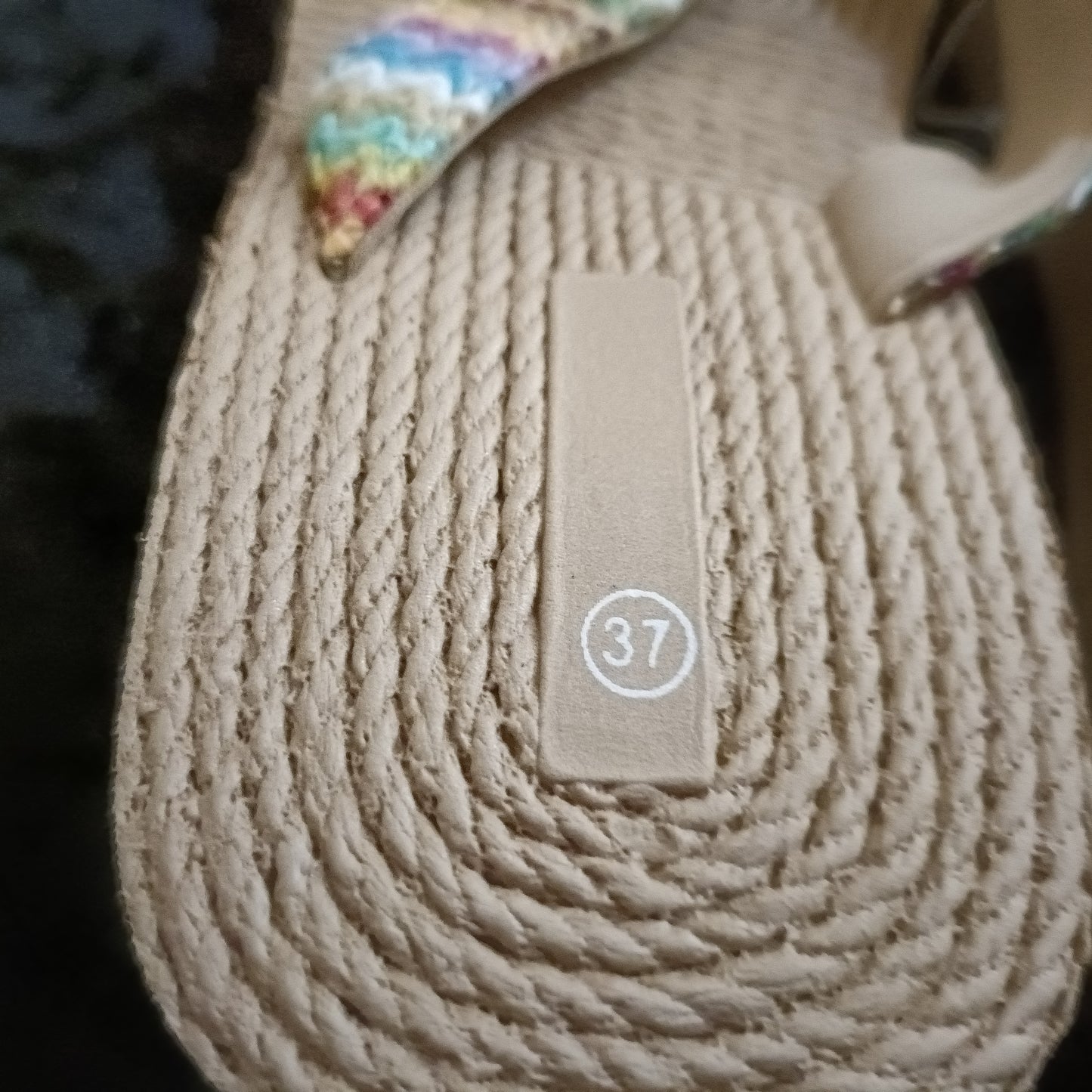 Neutral/Beige Wedge Flip Flops with Pastel Multi Coloured Strap