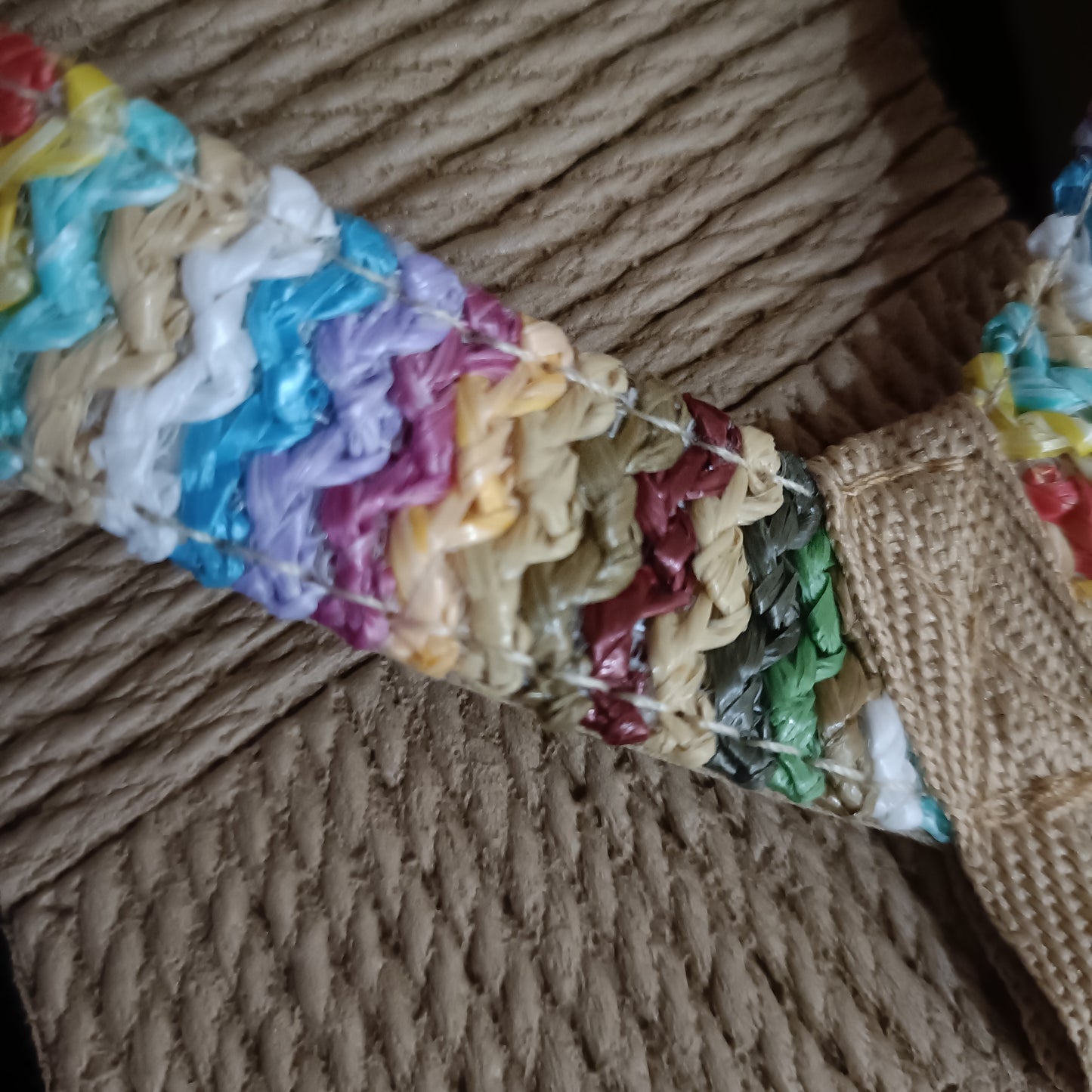 Neutral/Beige Wedge Flip Flops with Pastel Multi Coloured Strap