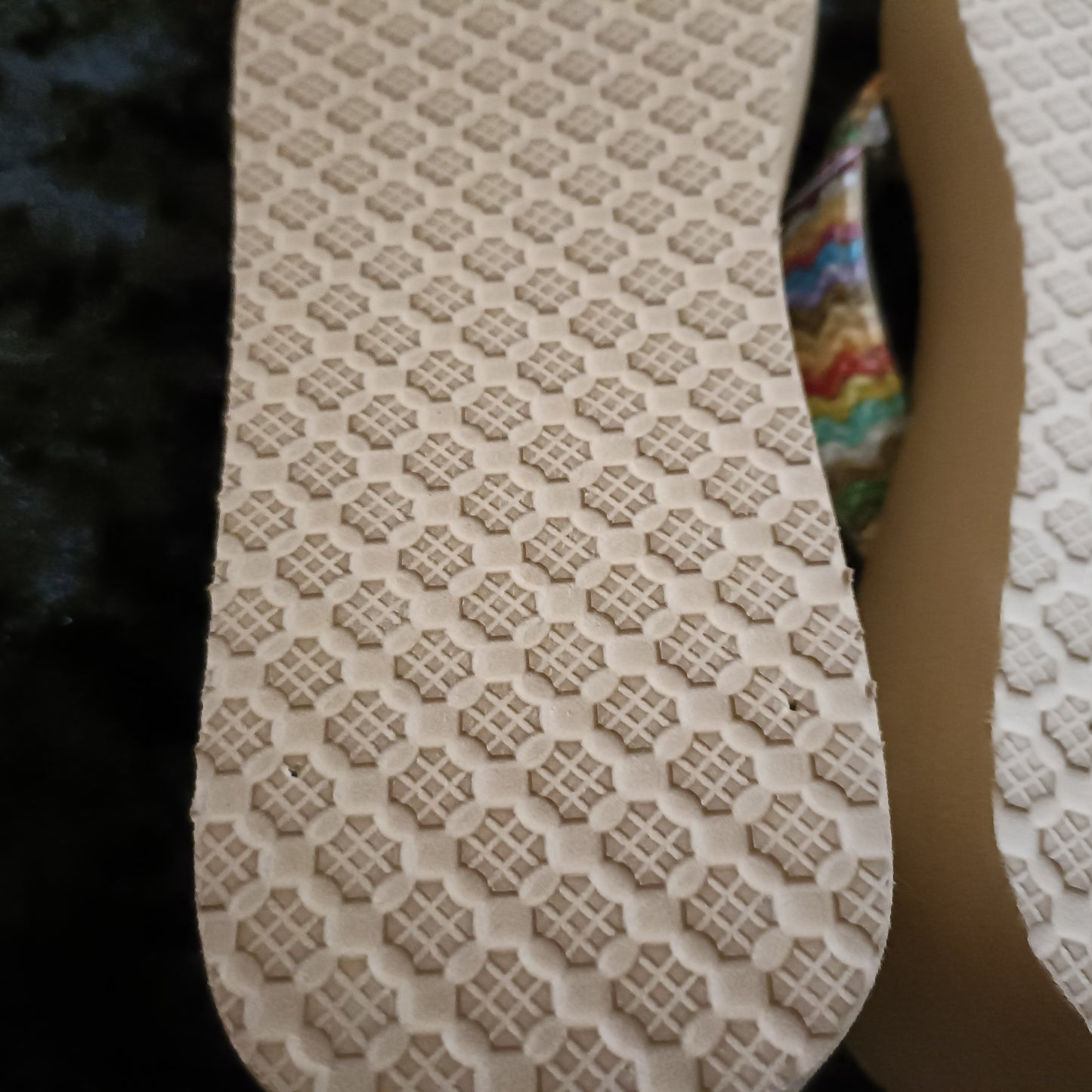 Neutral/Beige Wedge Flip Flops with Pastel Multi Coloured Strap