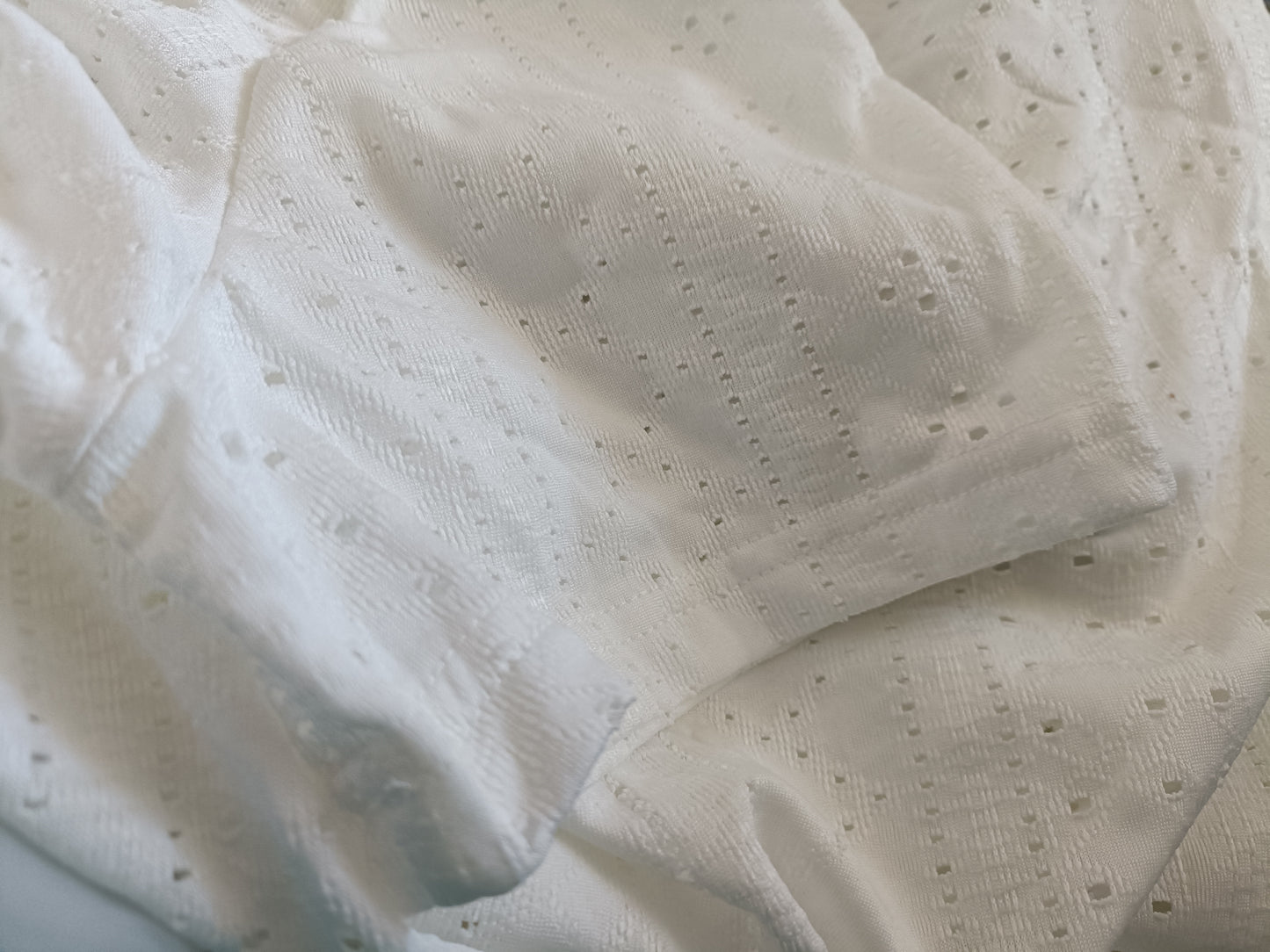 Cream Eyelet Embroidery T Shirt
