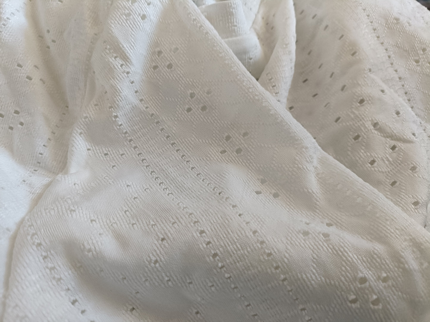 Cream Eyelet Embroidery T Shirt