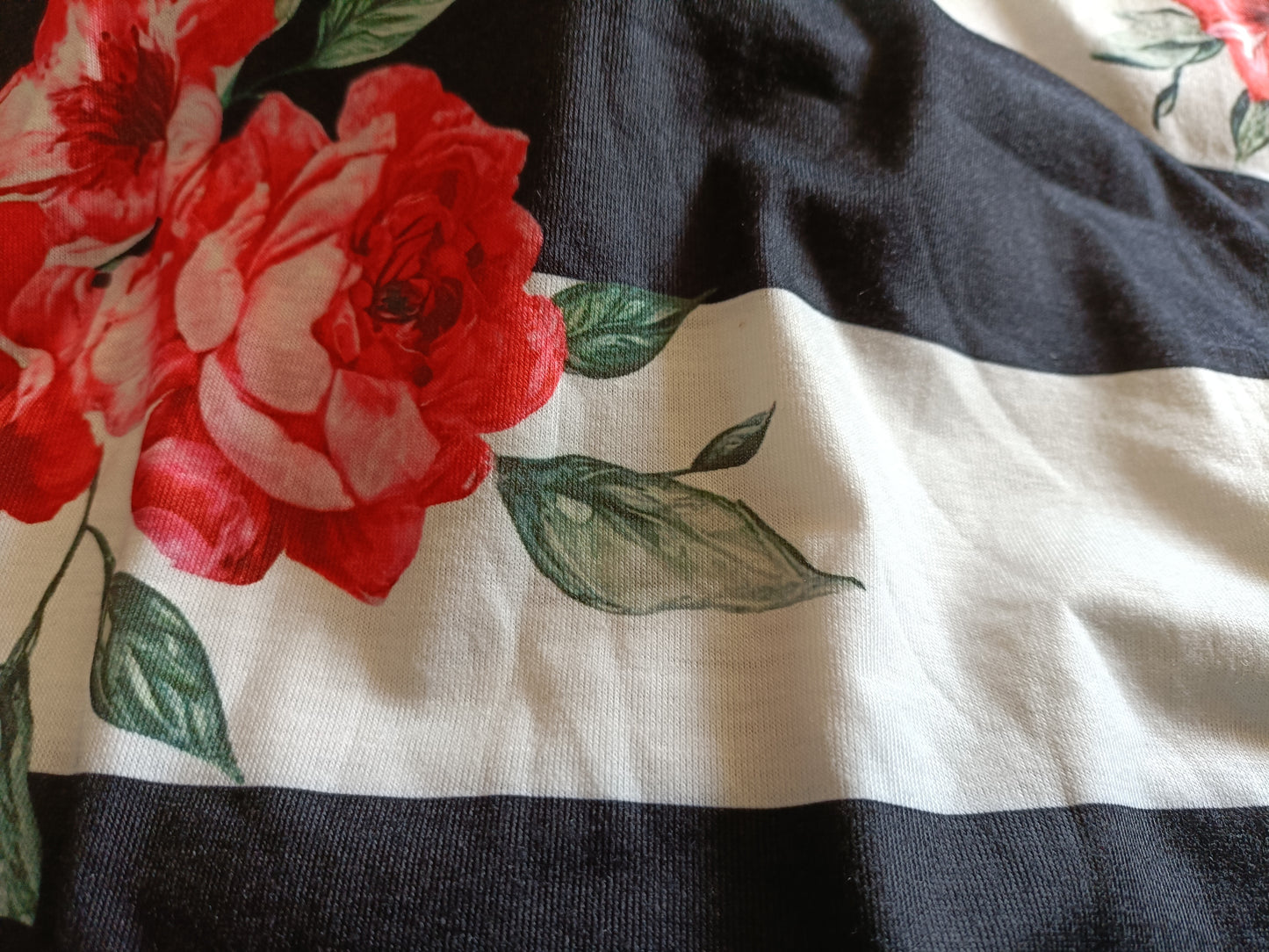 Striped T Shirt with Floral Print