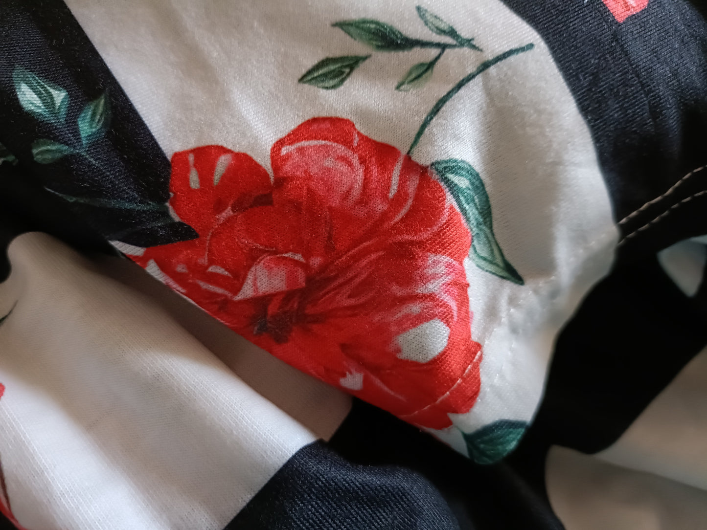 Striped T Shirt with Floral Print