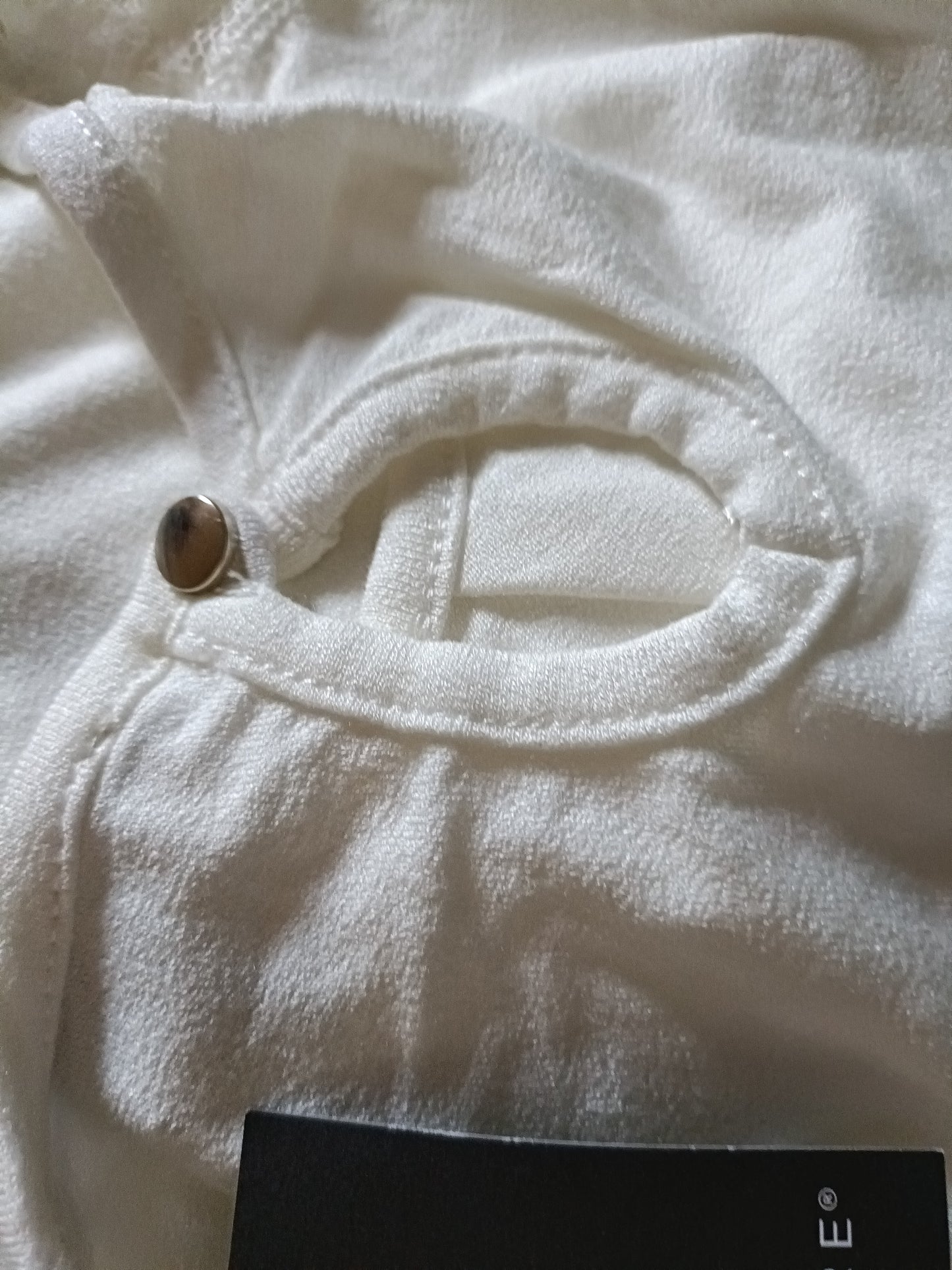 White T-Shirt with Lace Cap Sleeves