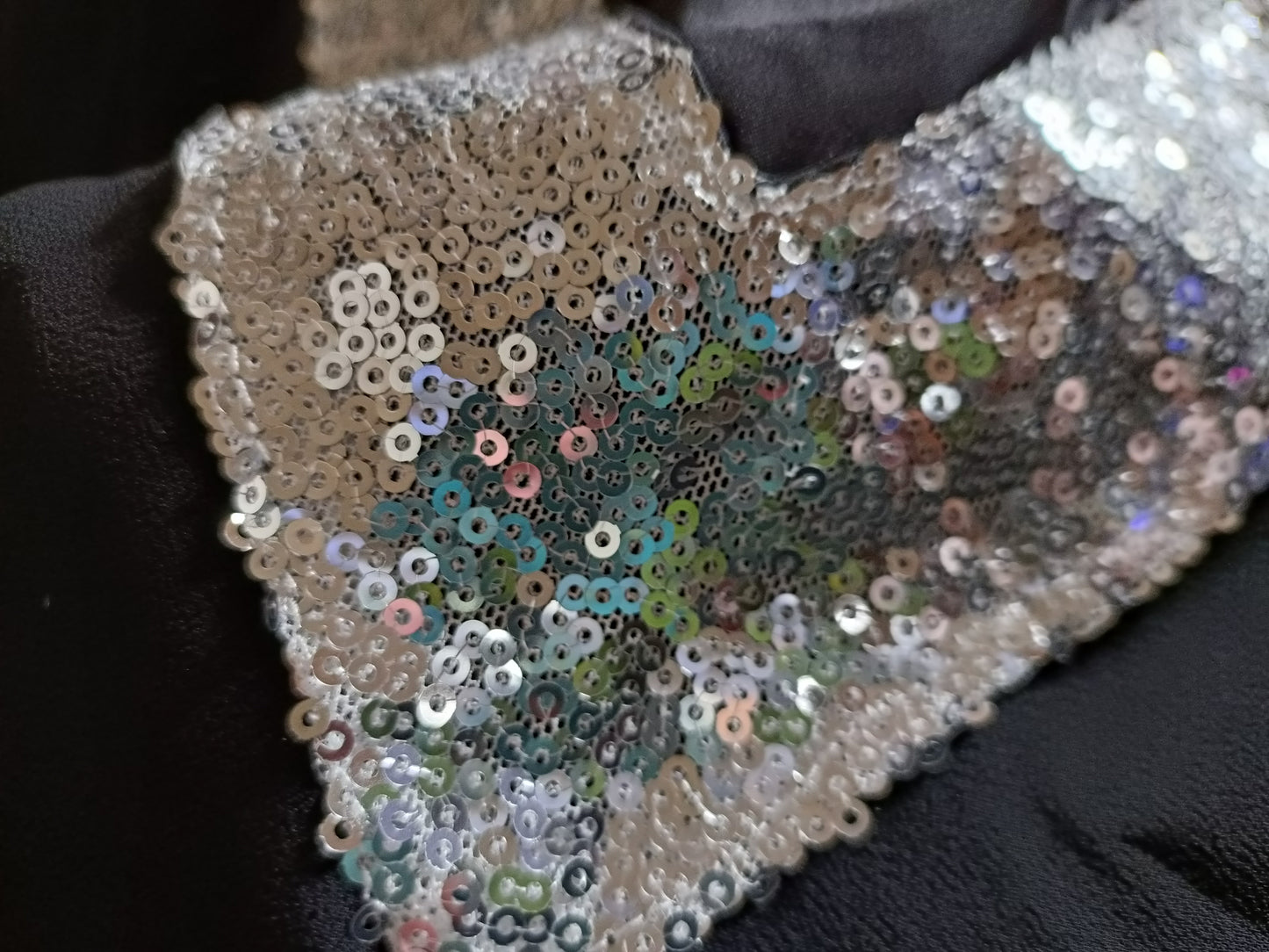 Black Long Sleeve Top with Sequin Neck and Cuff Detail