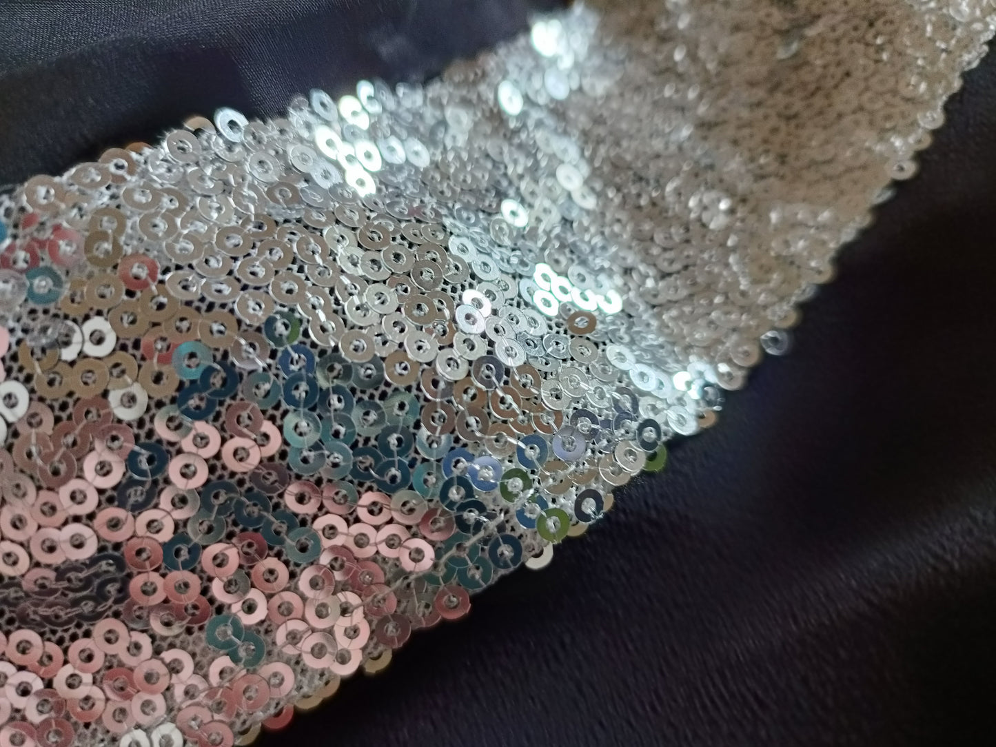 Black Long Sleeve Top with Sequin Neck and Cuff Detail