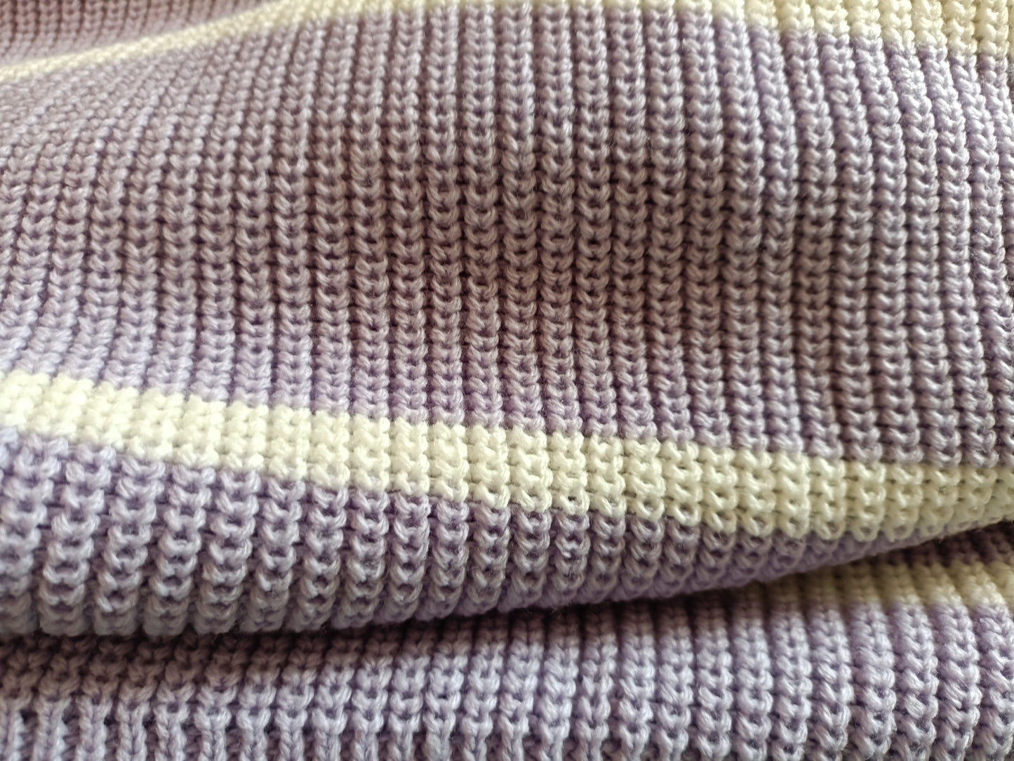 Lilac Jumper with White Stripe and Shoulder Button Detail