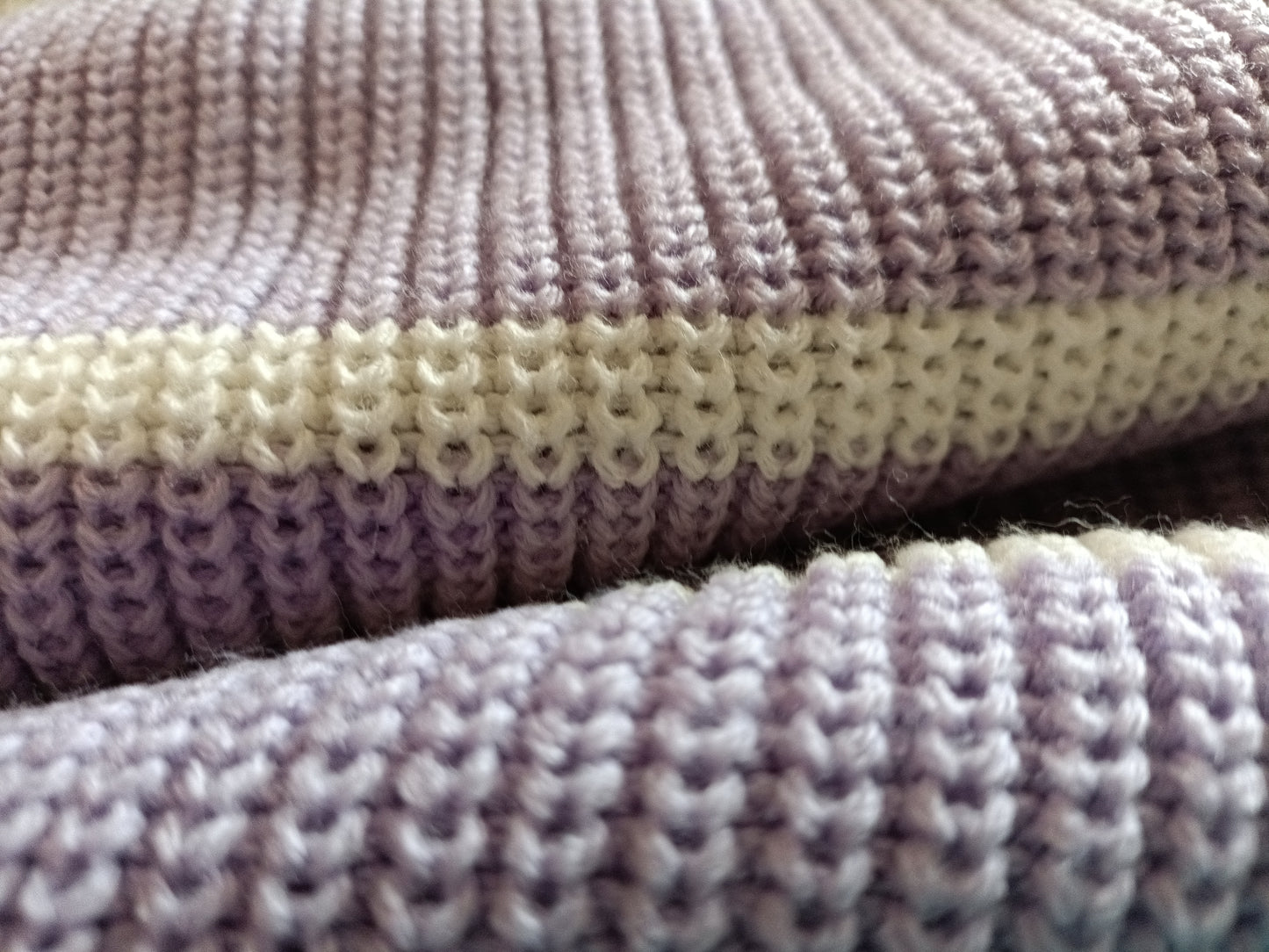Lilac Jumper with White Stripe and Shoulder Button Detail