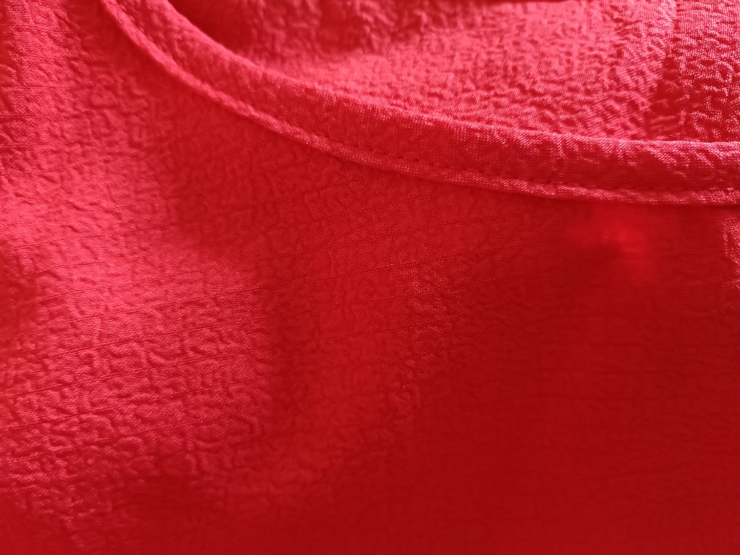Red Long Sleeve Blouse with Shirred Elasticated Cuffs